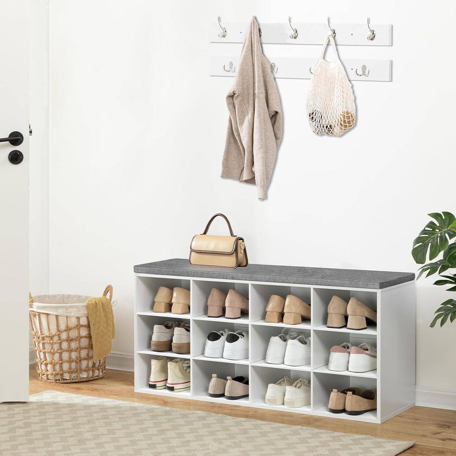 Garderobe Schuhregal Set Weiß + Grau 100 x 30 x 48 cm (L x W x H)
