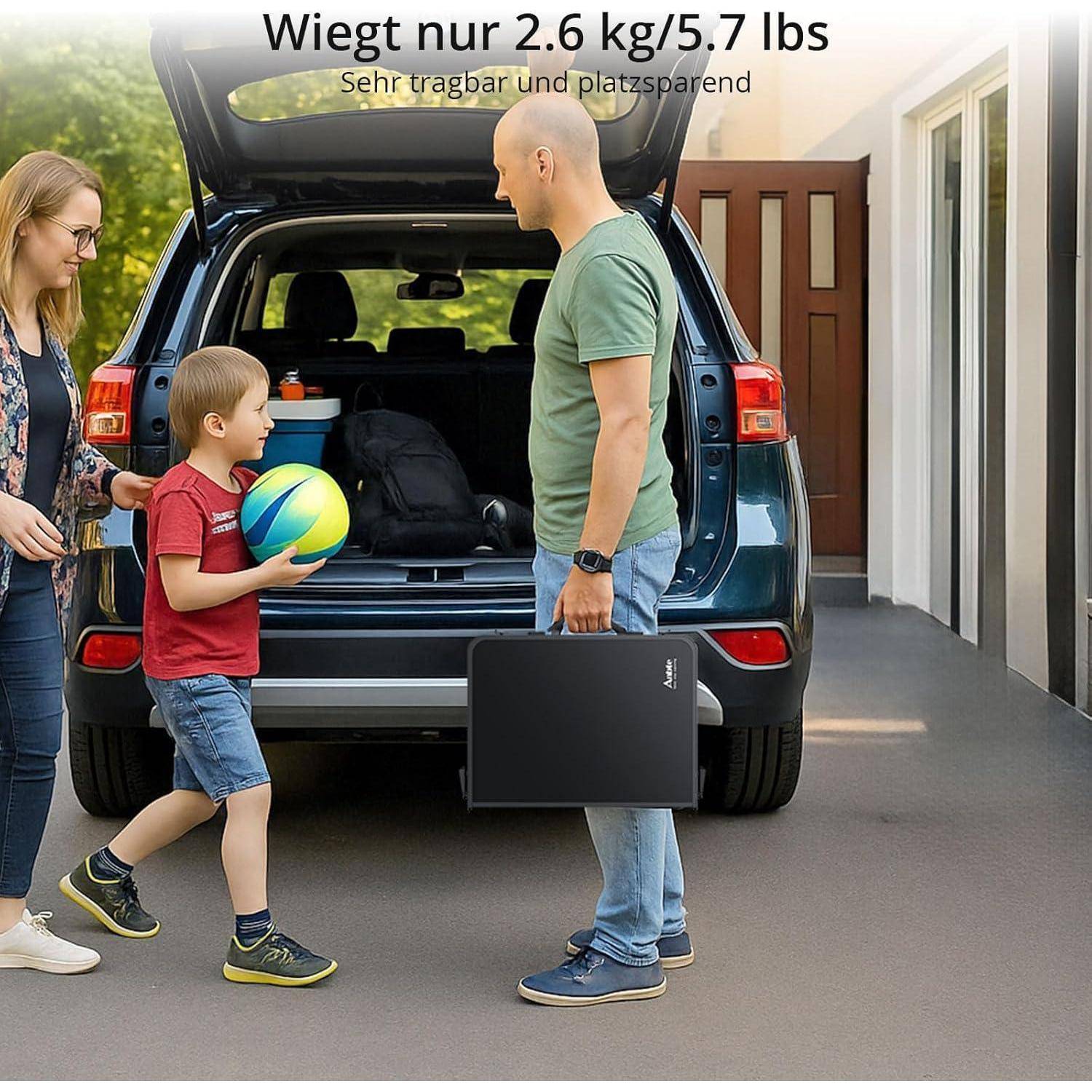 Campingtisch Klappbar 60x40cm Aluminium Höhenverstellbar Ganz Schwarz