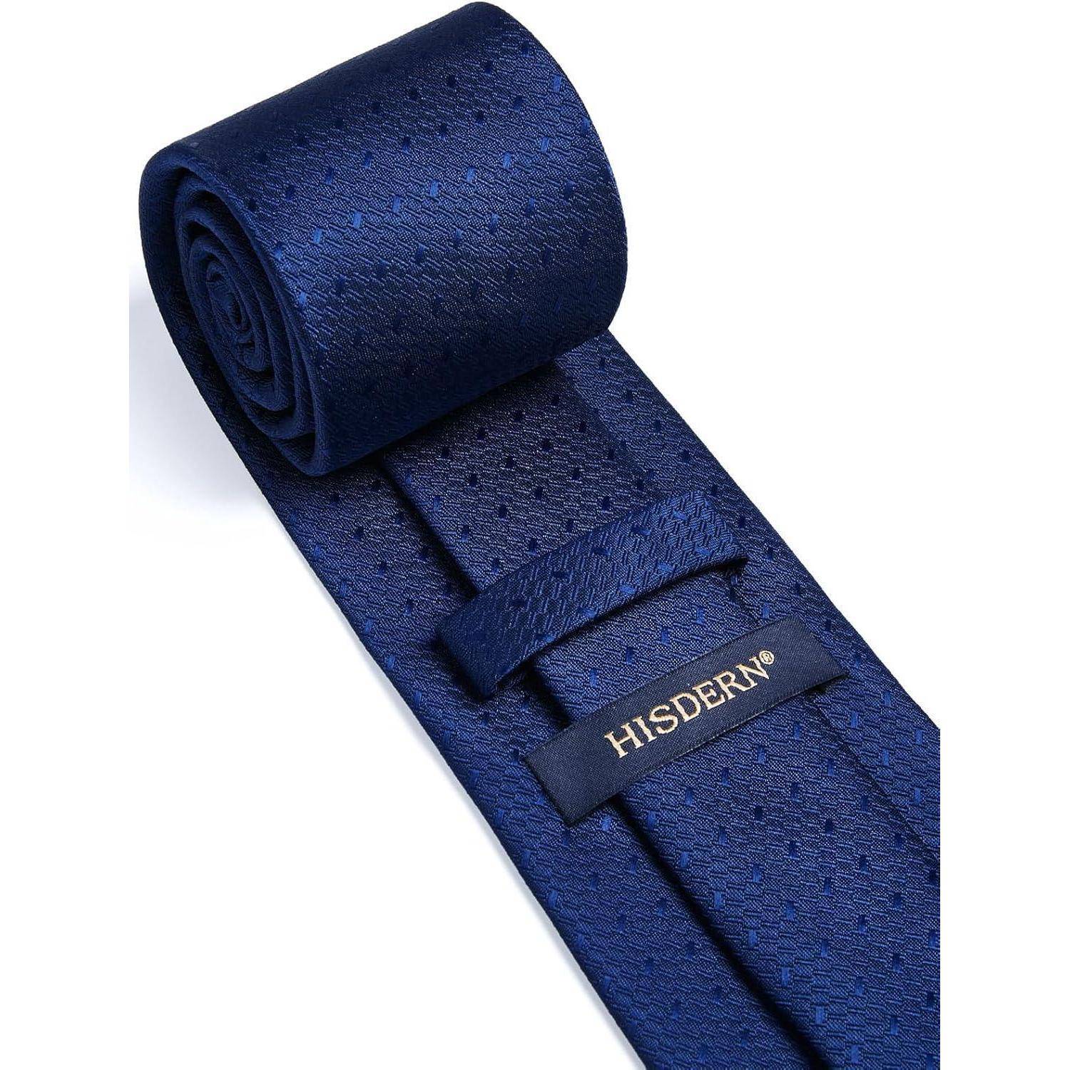 Krawatte Herren Hochzeit kariert Einstecktuch Set Blumen Marineblau 4