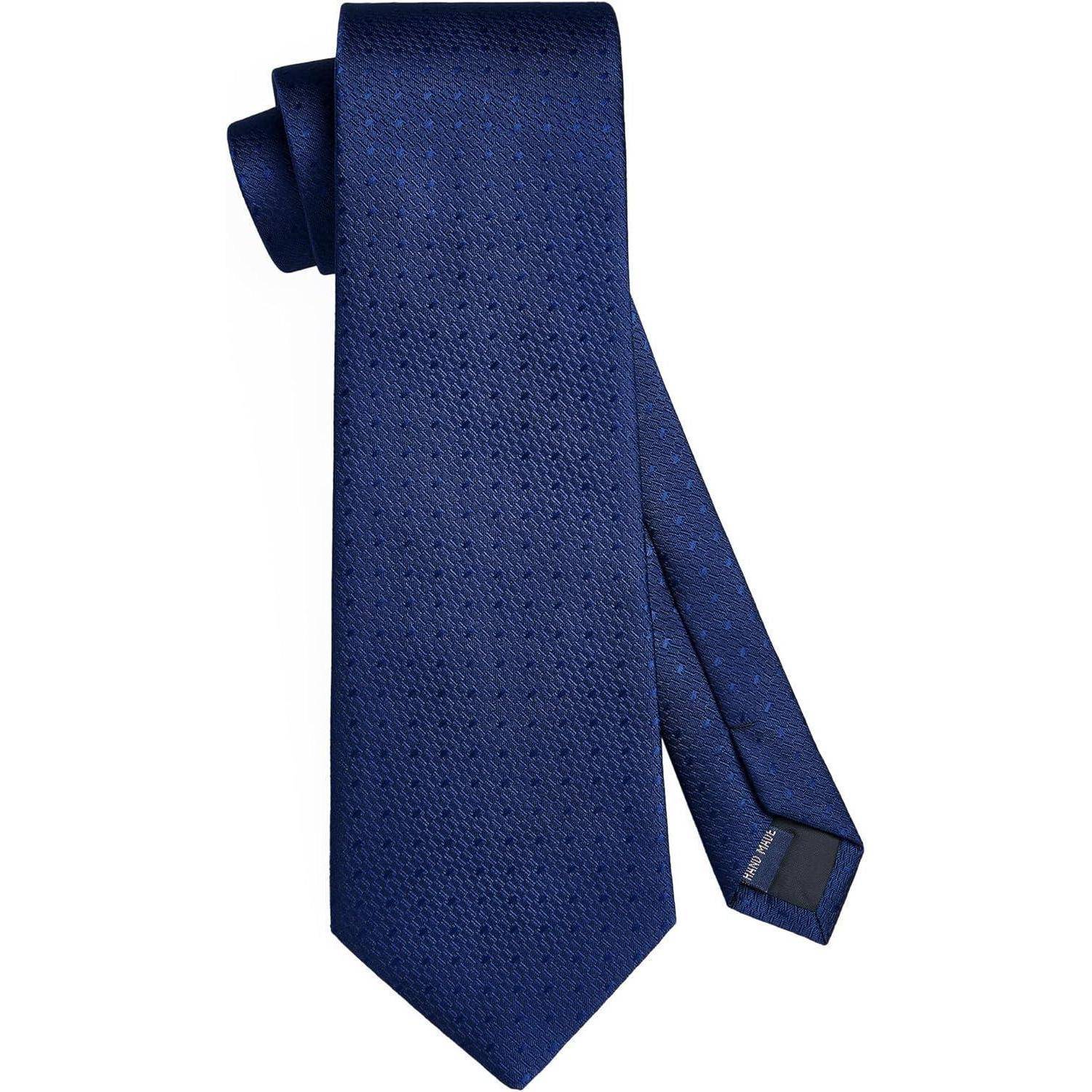 Krawatte Herren Hochzeit kariert Einstecktuch Set Blumen Marineblau 4