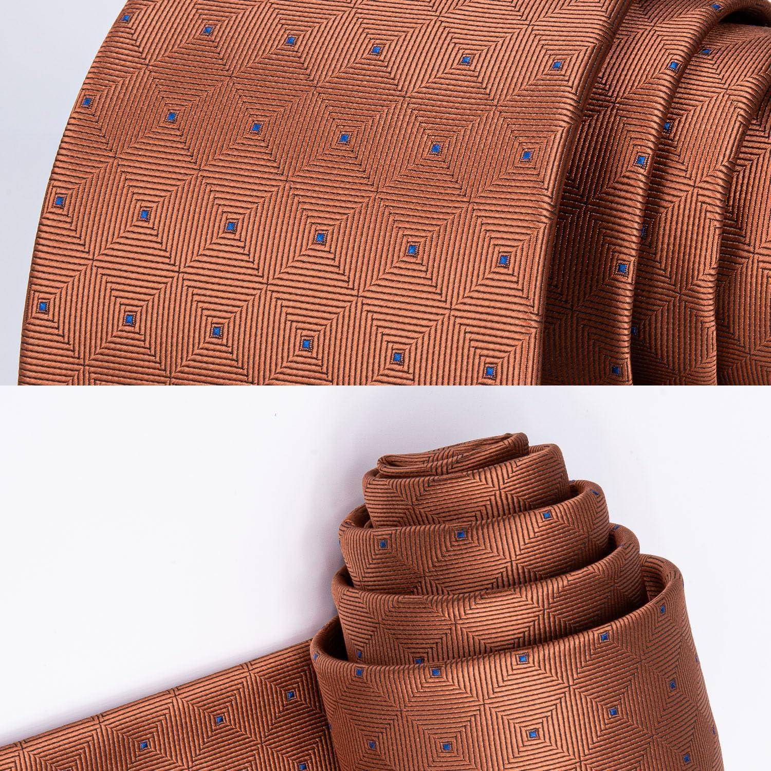 Krawatte Herren Hochzeit Plaid Einstecktuch Set Orange