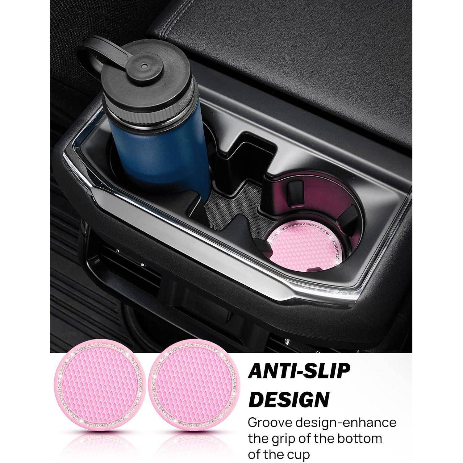 Getränkehalter Auto Anti Rutsch Kaffeebecher 2 Stk Glitz Rosa
