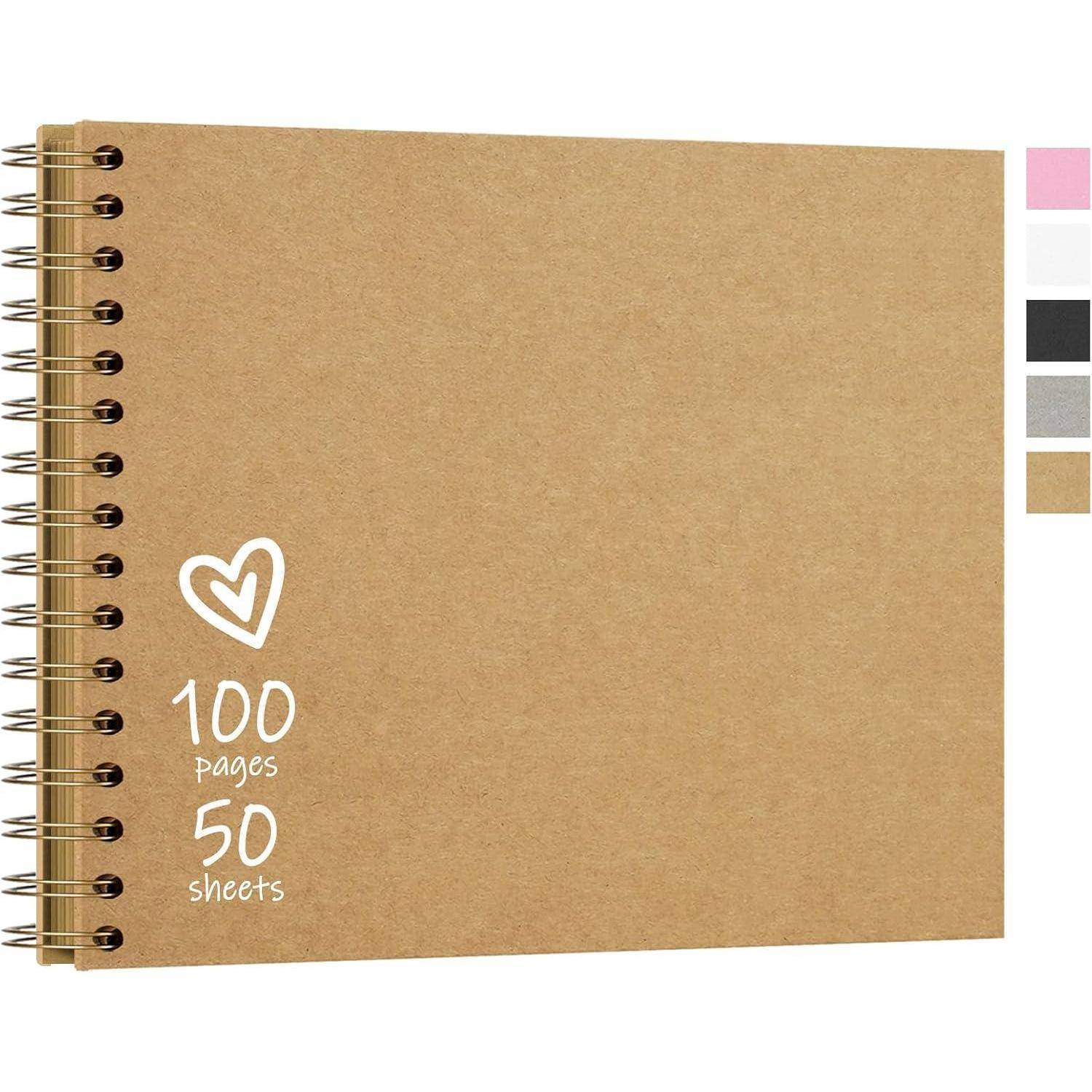 Fotoalbum Spiralalbum Hardcover DIY 100 28x20,5 CM 50 Blatt Khaki