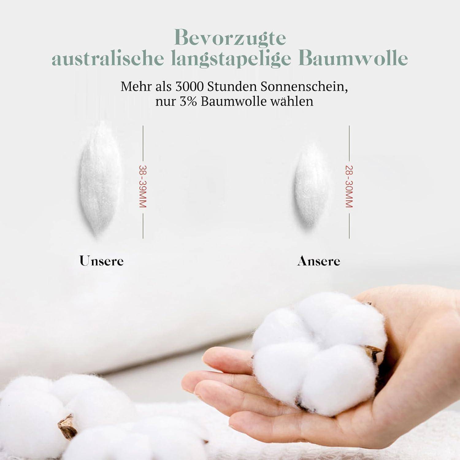 Vergleich zweier Baumwollfasern mit den Bezeichnungen 