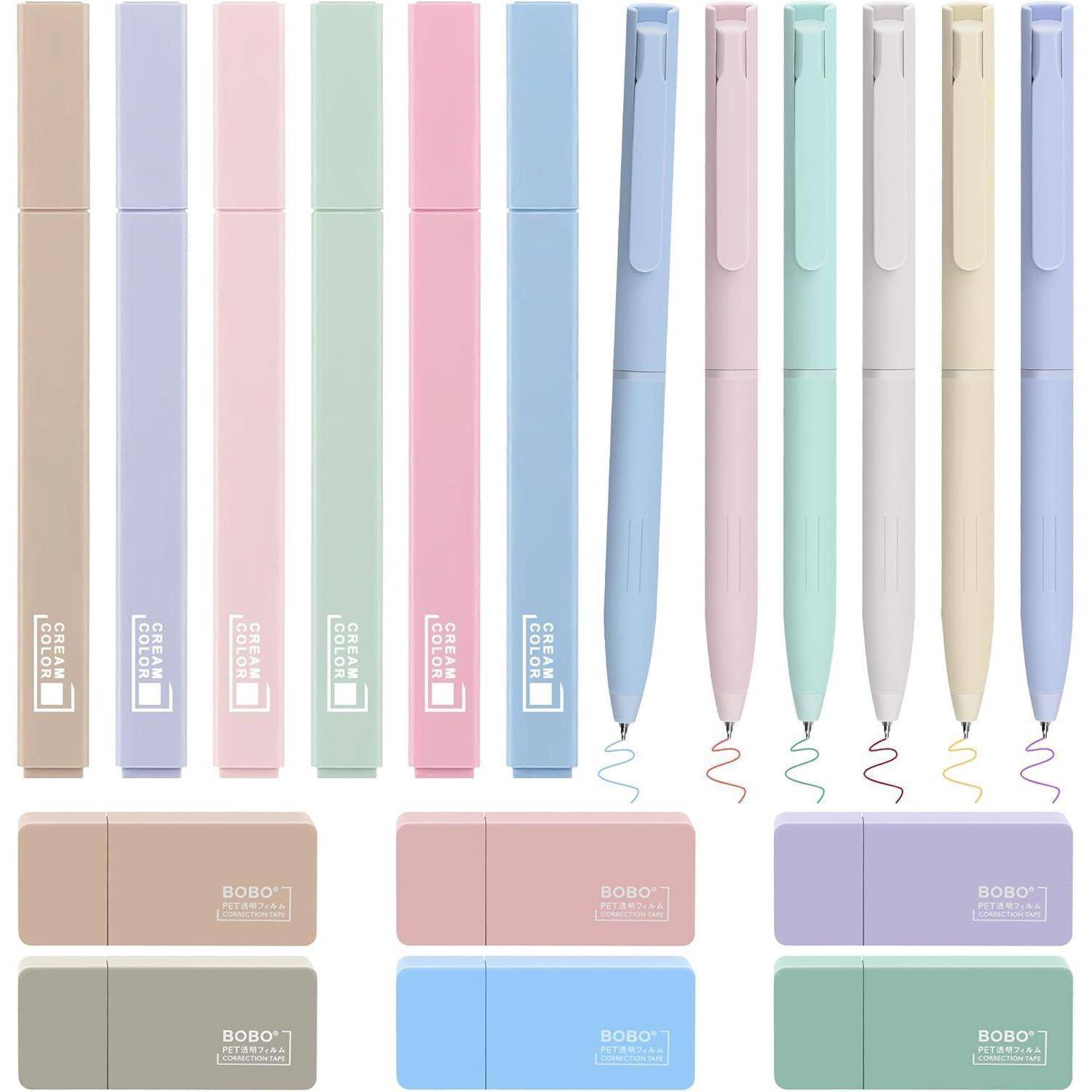 Textmarker Pastell Set 6 Textmarker 6 Farbgelstifte 6 Korrekturbänder