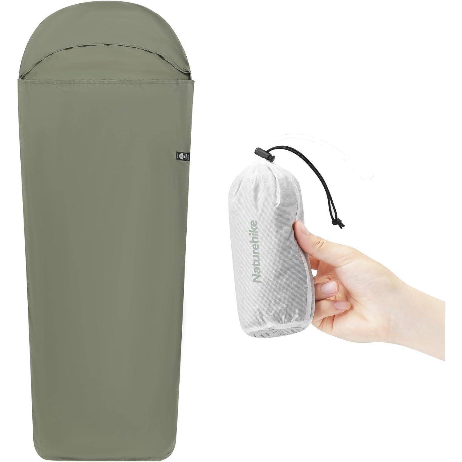Hüttenschlafsack Ultralight Liner 128g Backpacking Hostels Grün