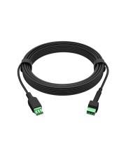 Ein schwarzes Kabel, ordentlich aufgewickelt mit Anschlüssen an beiden Enden, geeignet zum Verbinden elektronischer Geräte.