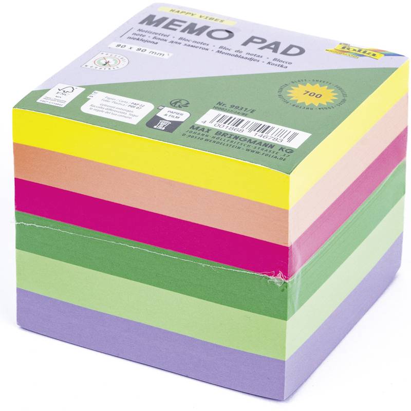 folia Zettelboxeinlagen, 90 x 90 mm, 700 Blatt, farbig
