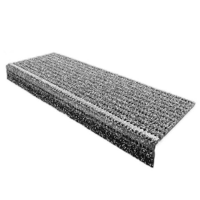 Floordirekt Sicherheits-Stufenmatte für Außentreppen – Rutschhemmend mit Granulatbeschichtung – Grau – 25 x 73 cm – Wetterfest, UV-beständi