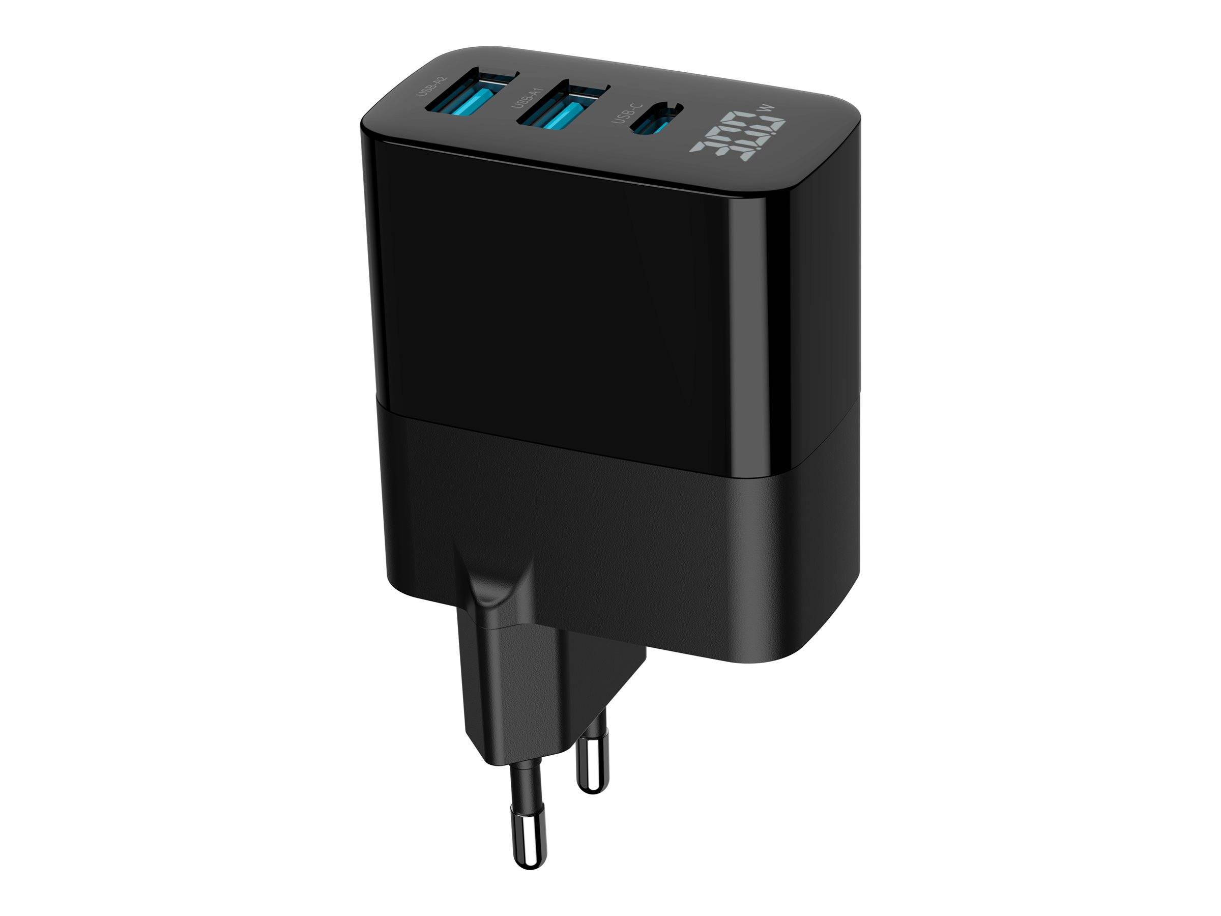 Gembird Netzteil - GaN, LCD - 30 Watt - 3 A - PD, QC 3.0 - 3
