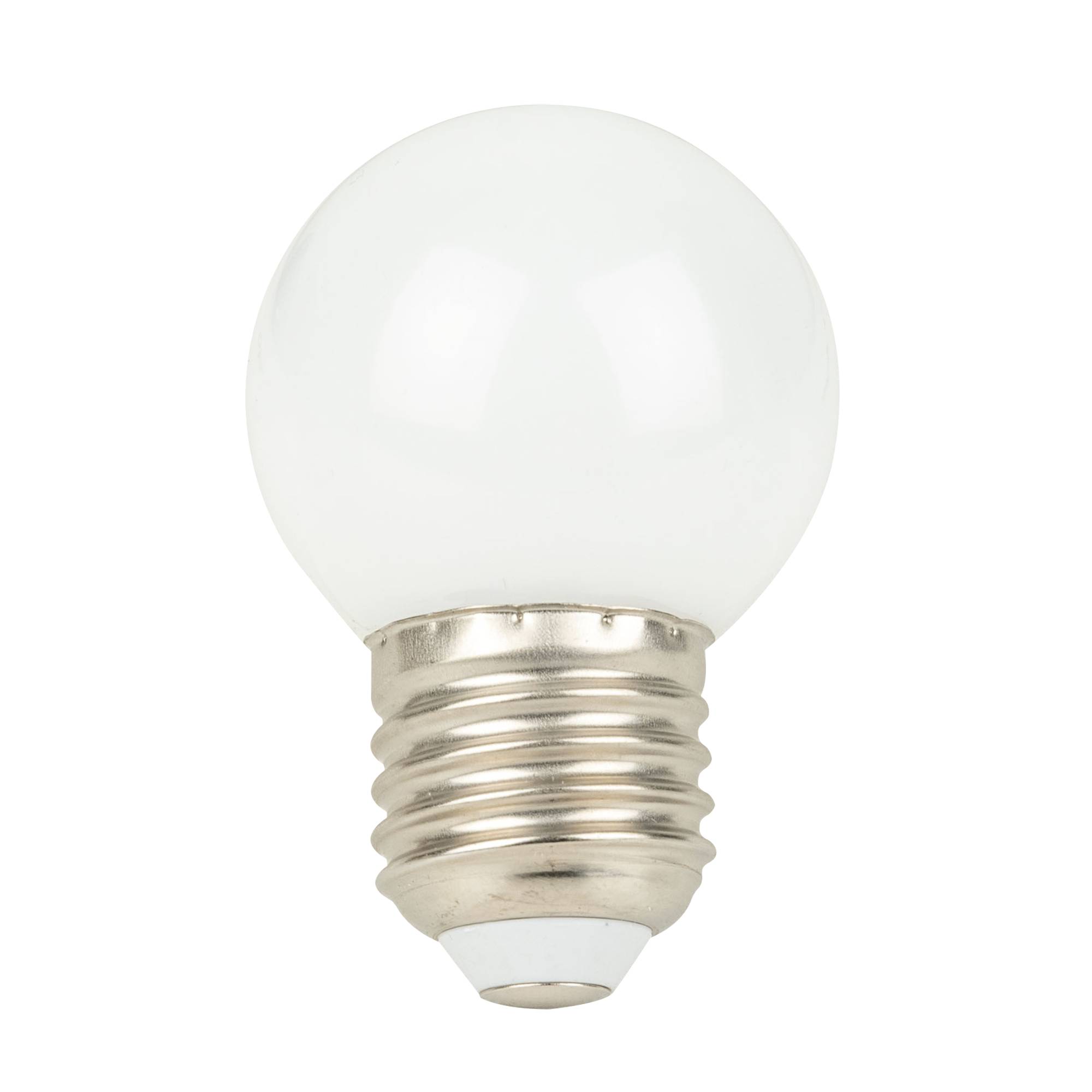 Eine klare Glühbirne mit silberner Schraubfassung ist vor einem schwarzen Hintergrund zentriert.