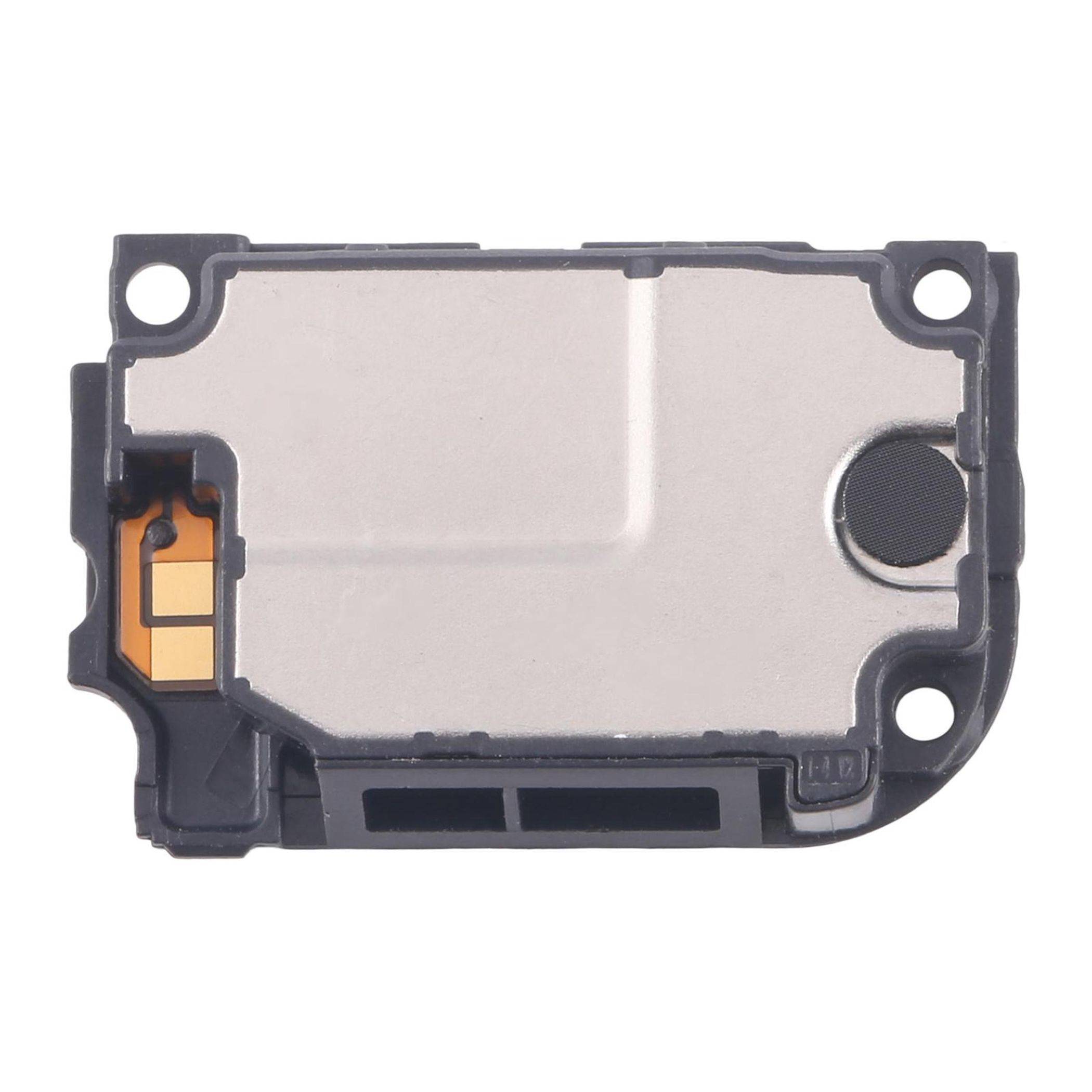 Rechteckige Metallkomponente mit einem kleinen kreisförmigen Detail und orangefarbenem Schaltkreisstreifen, möglicherweise ein mechanisches oder elektronisches Bauteil.