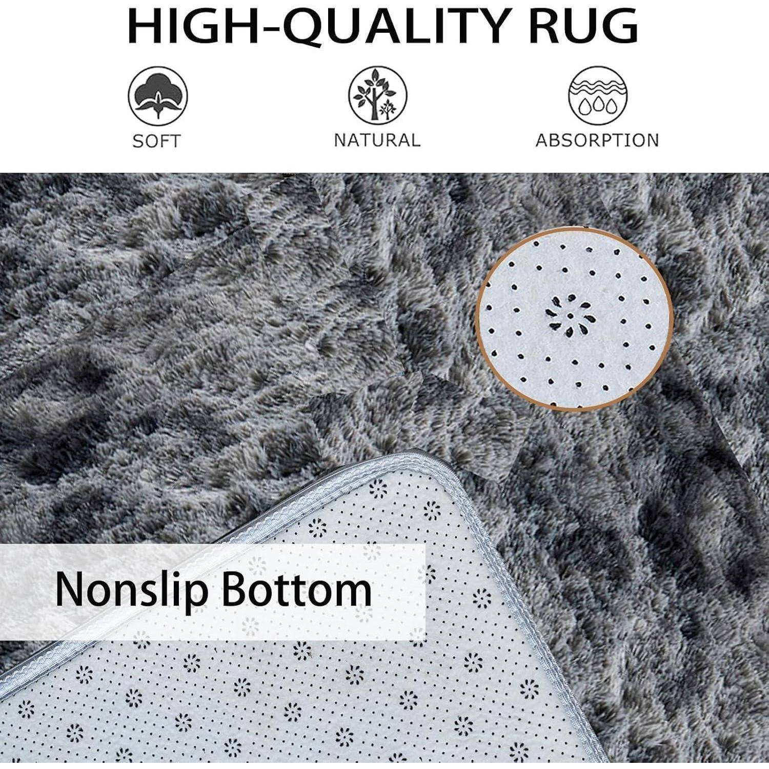Hochwertiger Teppich mit weicher, natürlicher Textur und Absorptionseigenschaft. Zeigt ein rutschfestes Unterseiten-Design auf einer grauen Oberfläche.