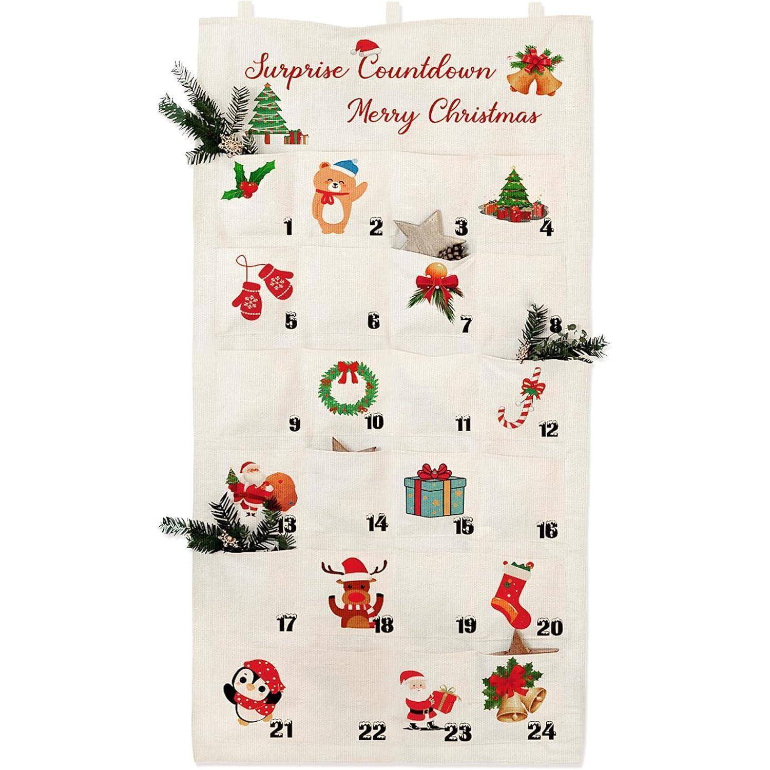 Ein Stoff-Adventskalender mit dem Titel 