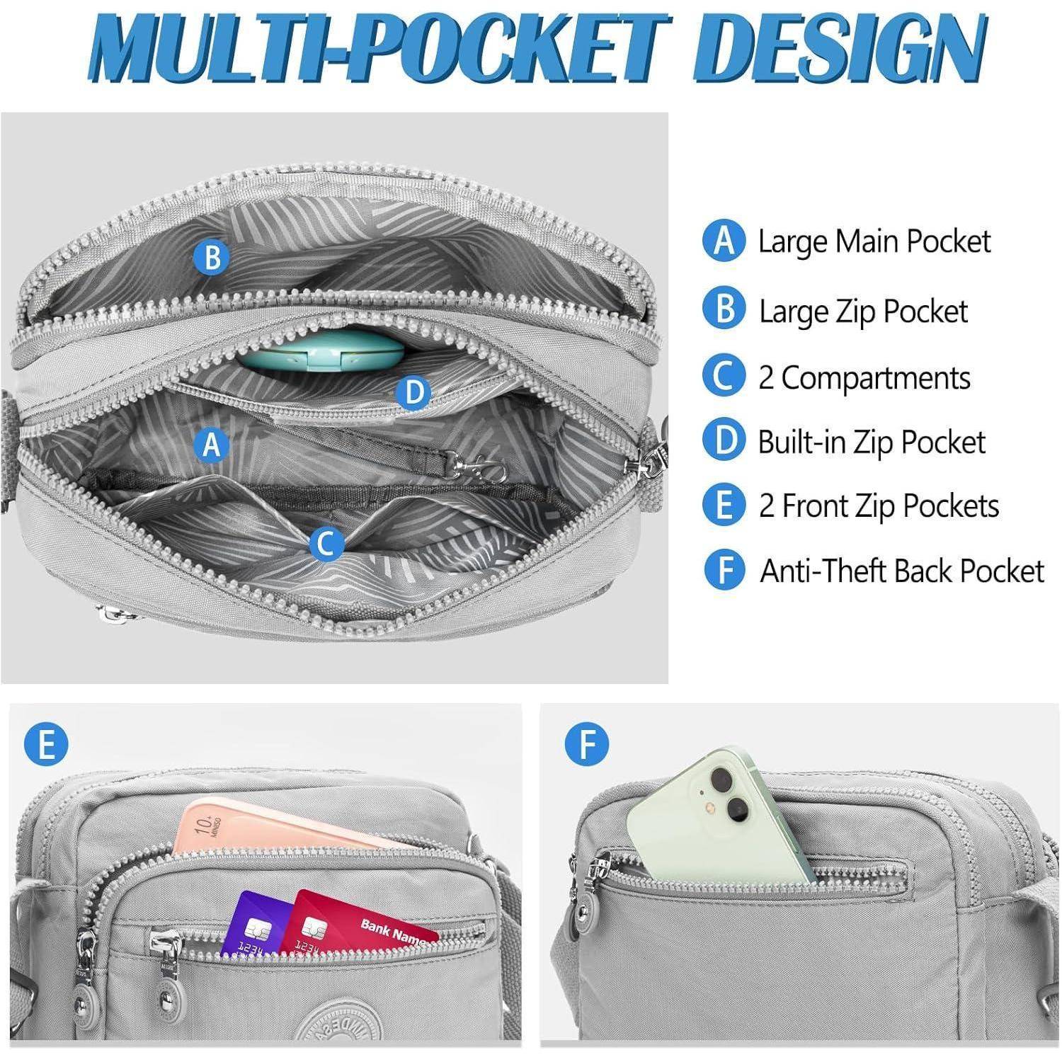Kleine Schultertasche Damen Leicht Wasserdicht Nylon Messenger