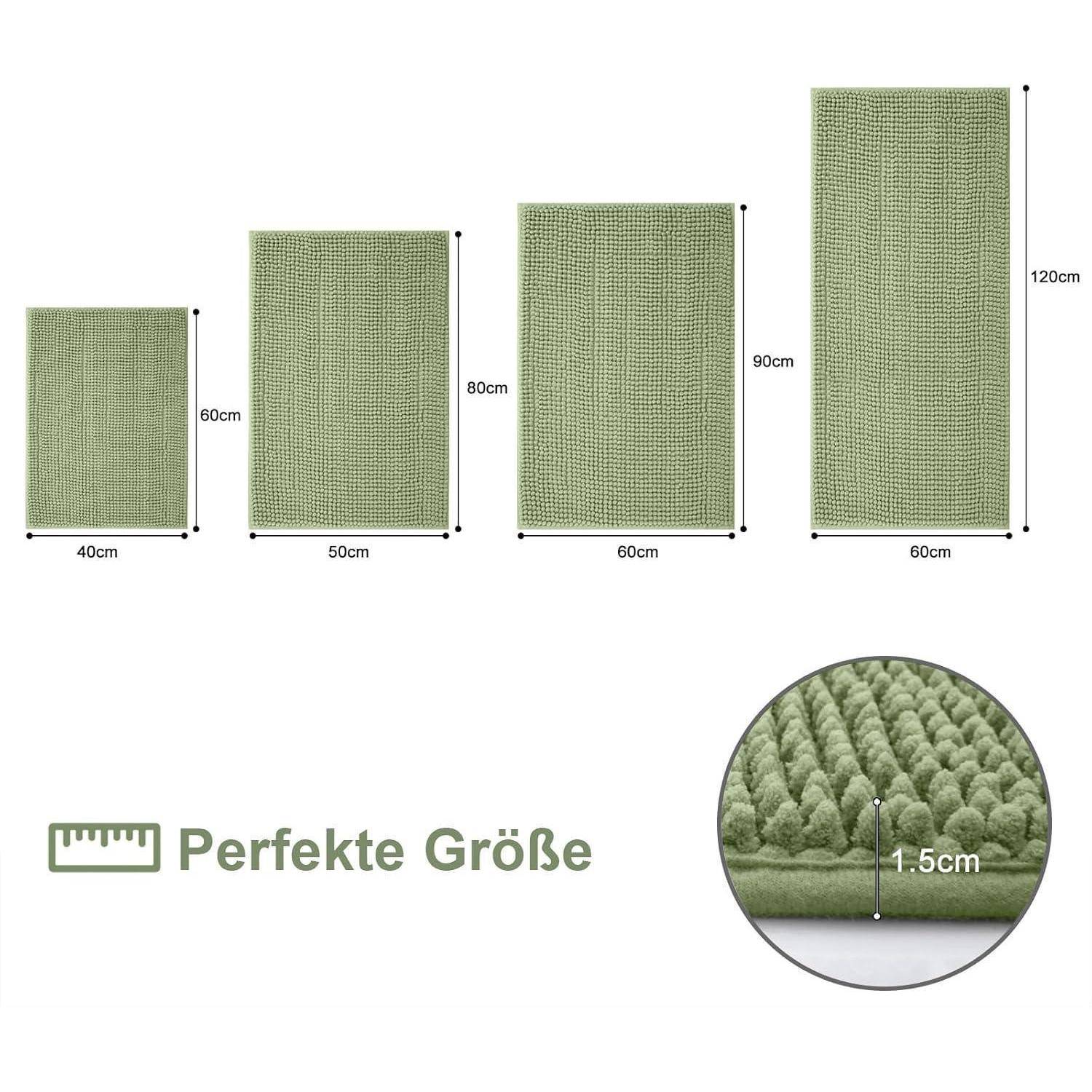 Badematte Chenille Rutschfest 50 x 80 cm (Rechteckig) Salbeigrün