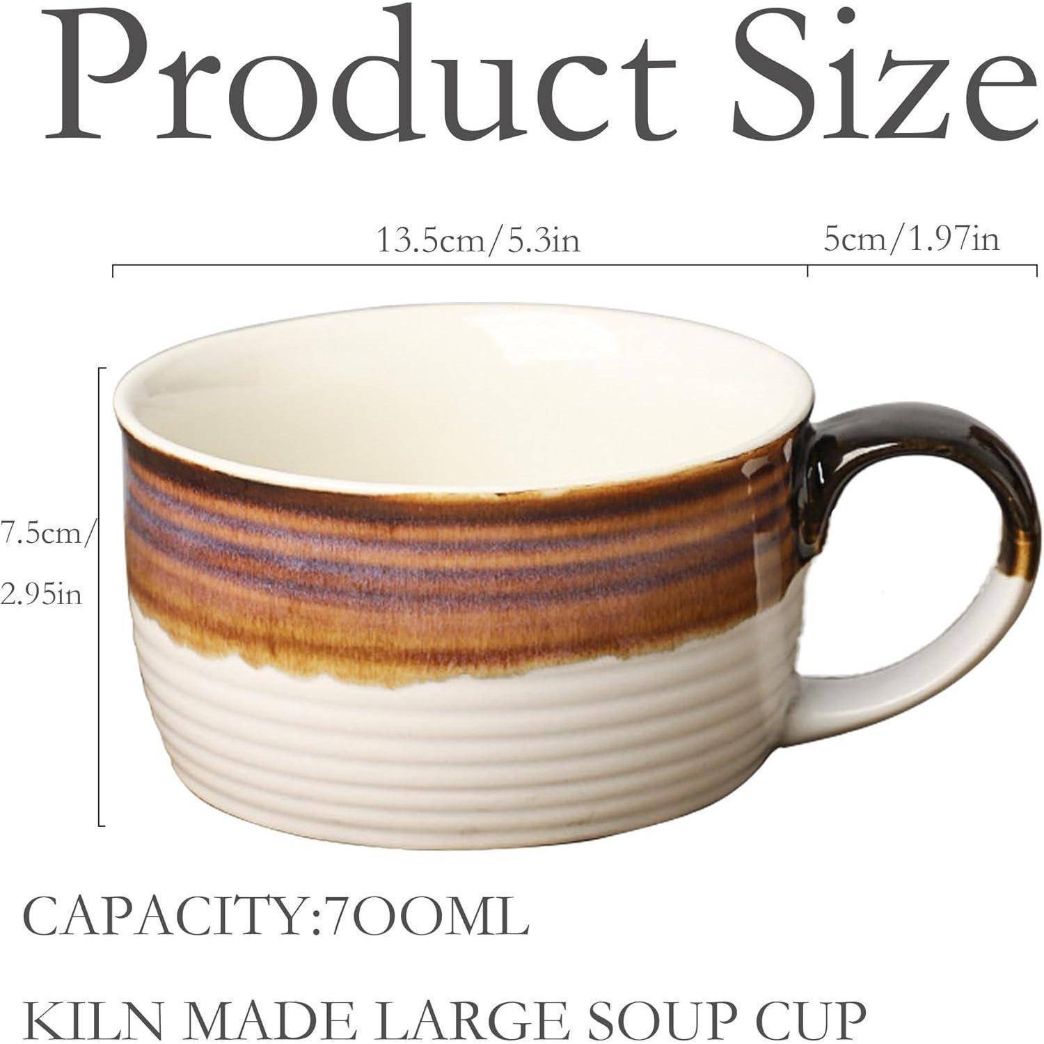 Tasse Keramik 700ml #C Weiß und Braun Groß Tasse 700ml