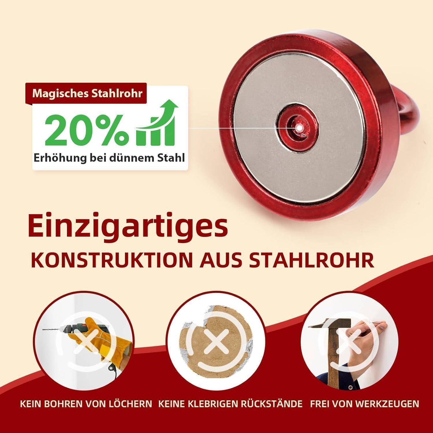 Magnet Haken Neodym Spind Organizer Werkstatt 47kg Magnethaken Rot