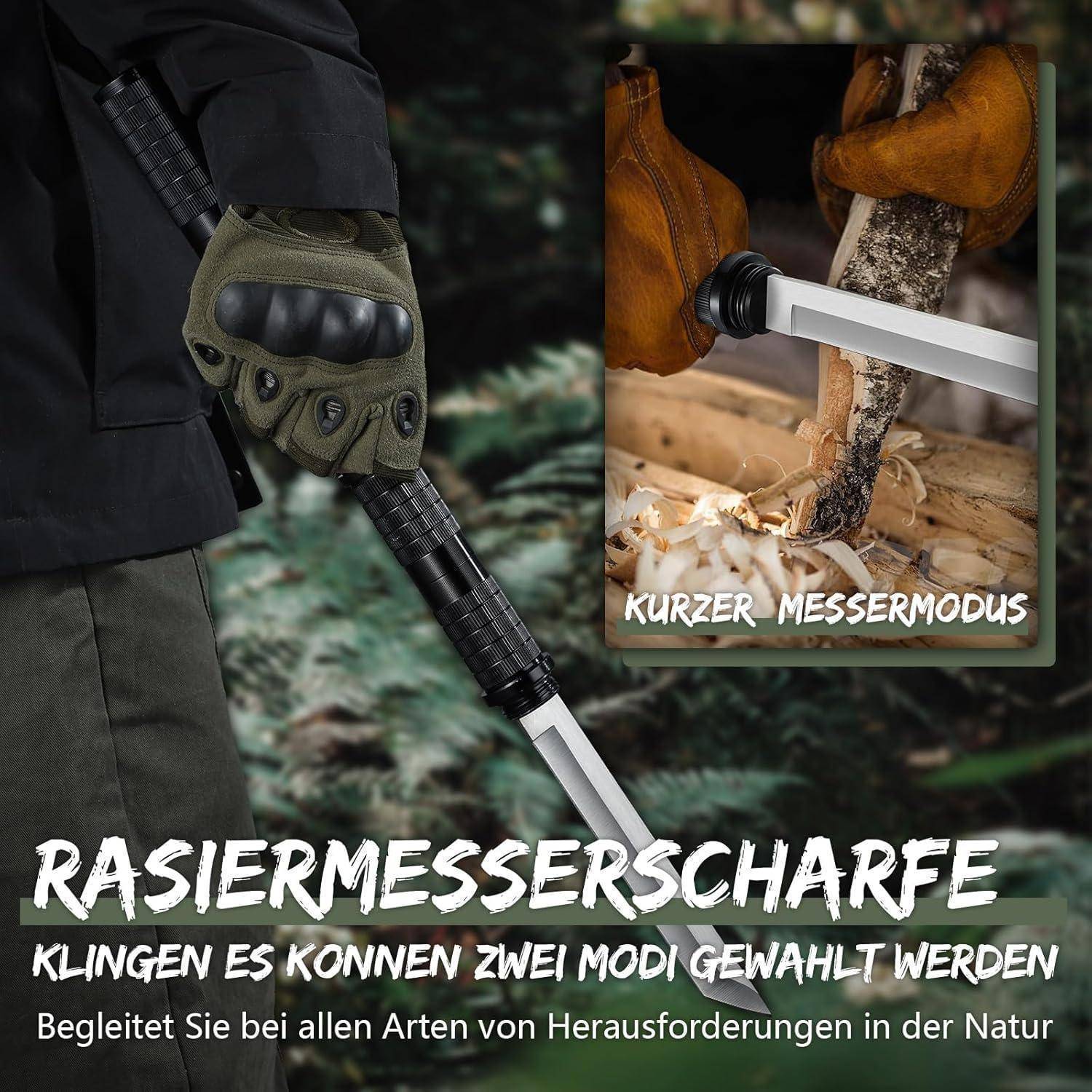 Messer Feststehend 5in1 Jagdmesser D2 Stahl Bushcraft Tanto Messer