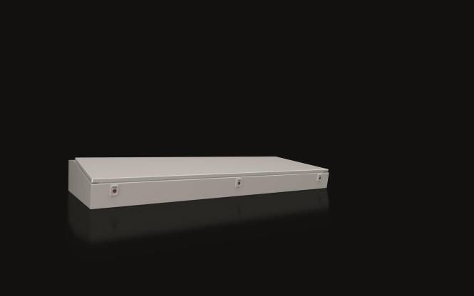 Eine elegante, rechteckige, weiße Schubladeneinheit vor einem schwarzen Hintergrund, die ihr minimalistisches Design und subtile Schatten zur Geltung bringt.