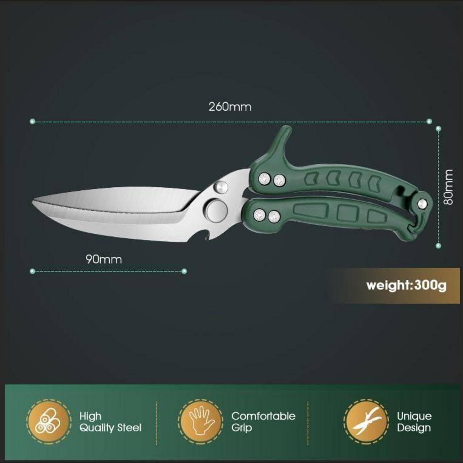 Klappmesser mit 260 mm Länge, 80 mm Breite, 90 mm Klingenlänge und 300 g Gewicht. Ausgestattet mit hochwertigem Stahl, bequemem Griff und einzigartigem Design.