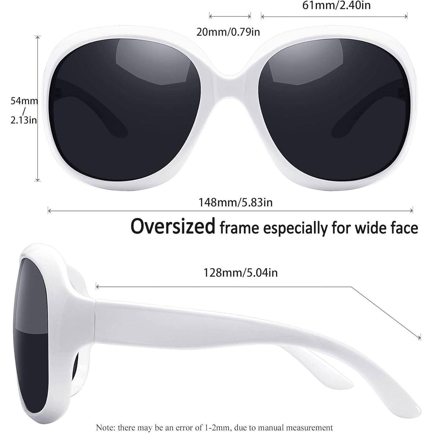 Weiße Sonnenbrille mit großen runden Gläsern, mit der Aufschrift 