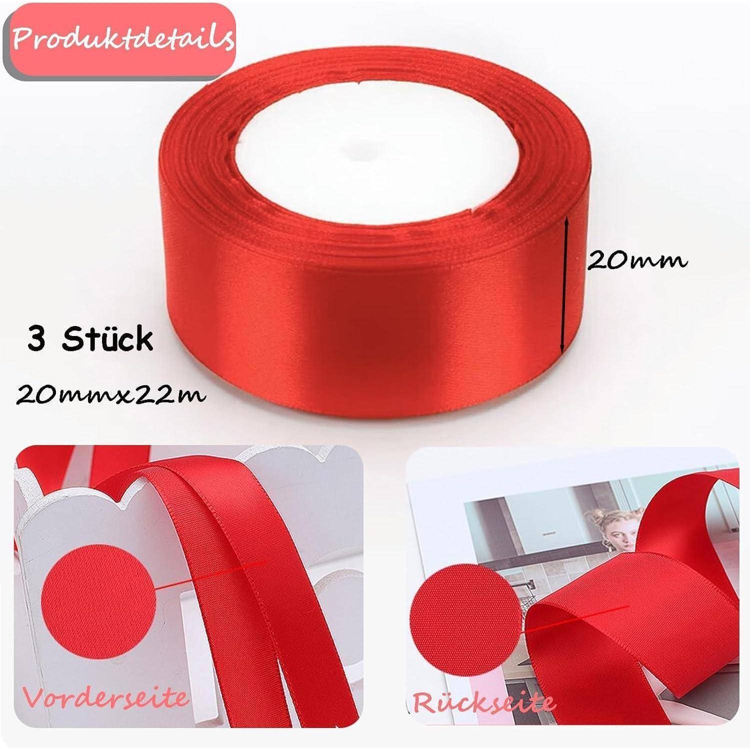 Satinband 20mm Rot Geschenkband Schleifenband Hochzeit Deko Rot#3