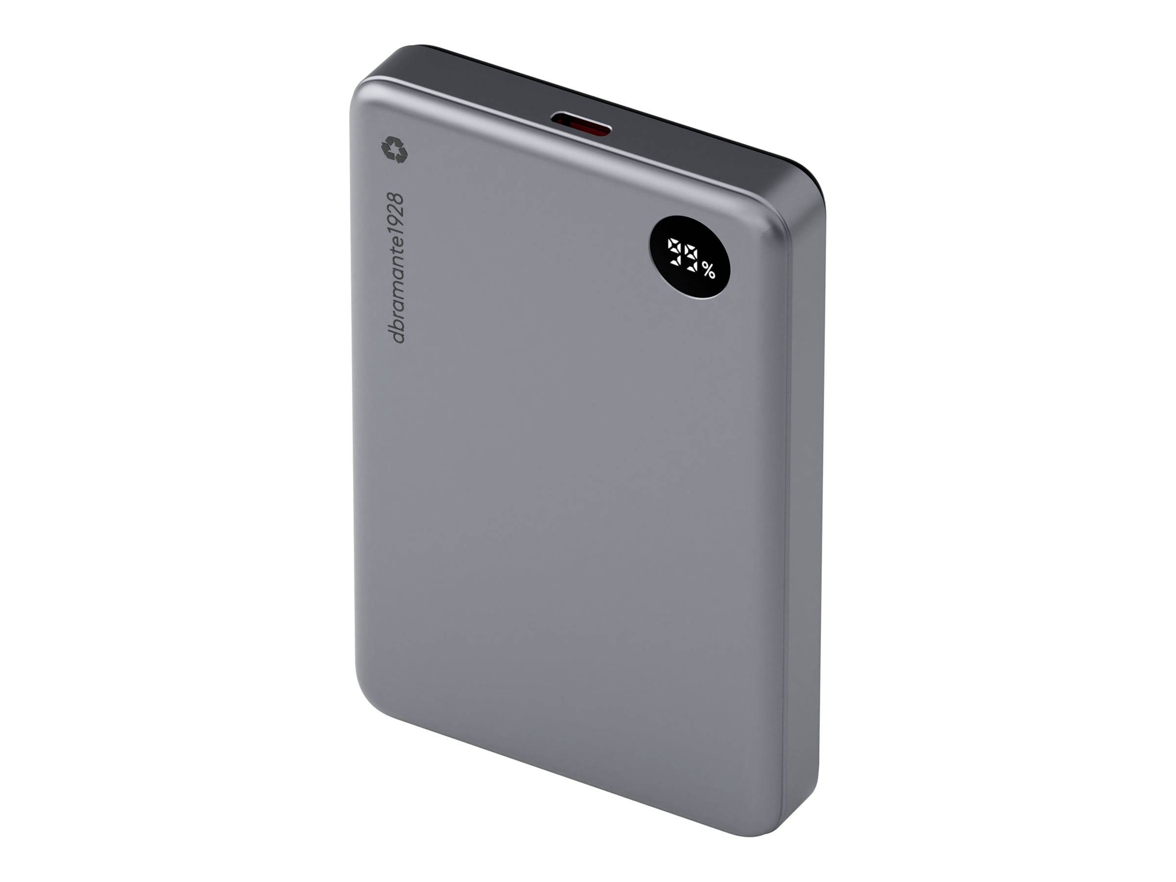 dbramante1928 re-charge - Powerbank - 10000 mAh - 38.5 Wh - 20 Watt - 3 A - 2 Ausgabeanschlussstellen (magnetisch, 24 p