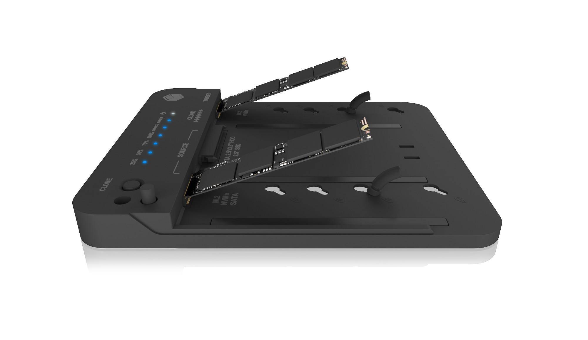 ICY BOX IB-2913MCL-C31 Klonstation, SATA zu M.2 NVMe, USB 3.2 Gen 2, 10 Gbit/s, LED, werkzeuglos