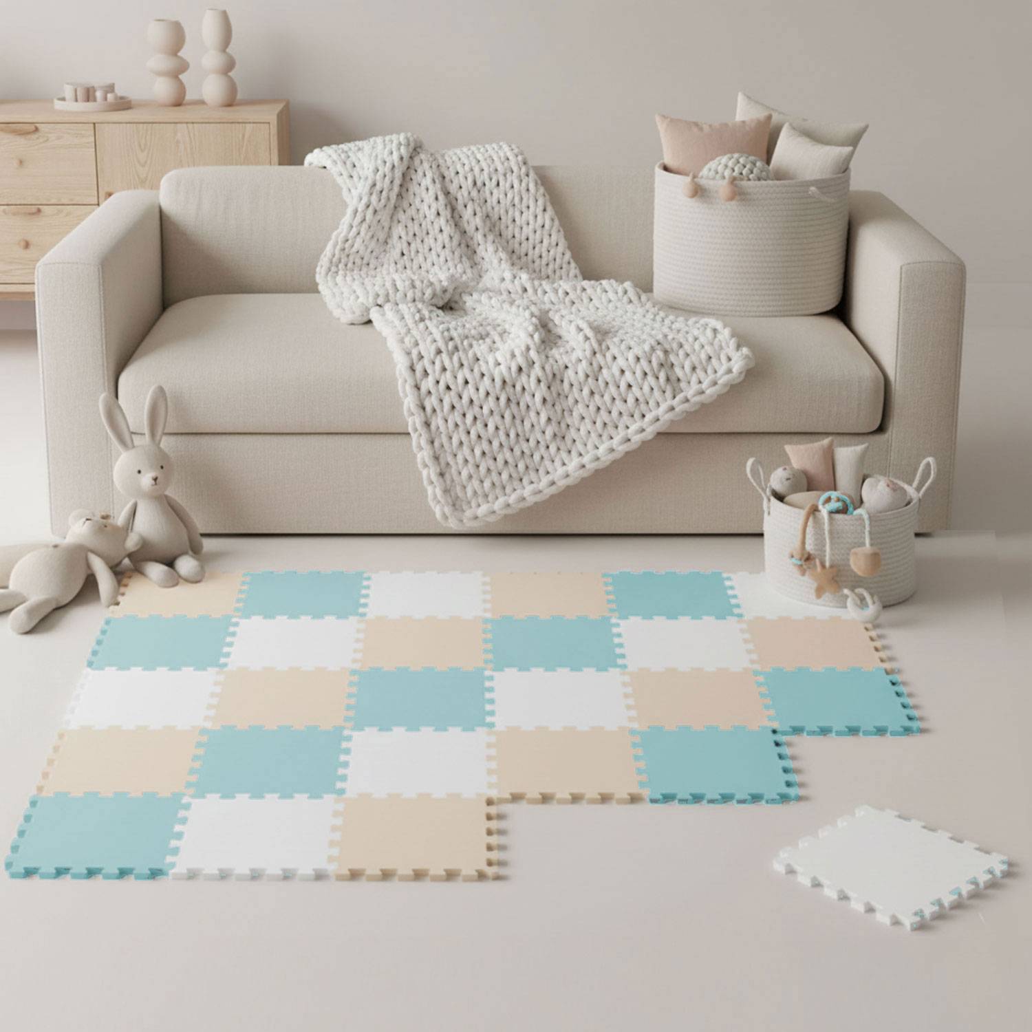 27 Teile Spielmatte Baby Puzzlematte 30x30 Krabbelmatte Bodenmatte Kinderzimmer