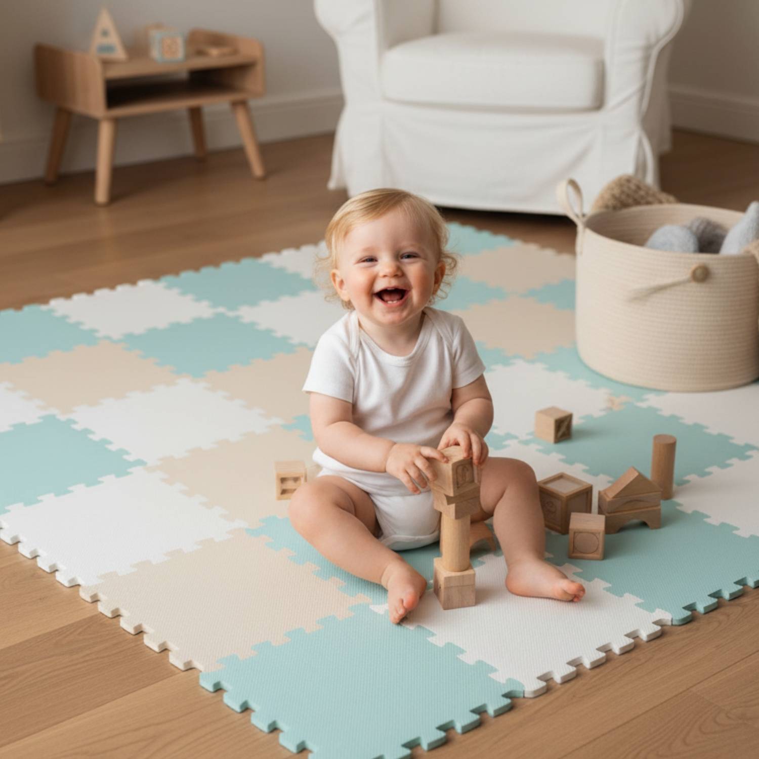 27 Teile Spielmatte Baby Puzzlematte 30x30 Krabbelmatte Bodenmatte Kinderzimmer