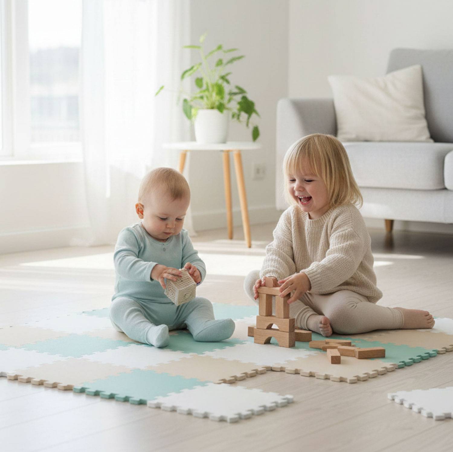27 Teile Spielmatte Baby Puzzlematte 30x30 Krabbelmatte Bodenmatte Kinderzimmer