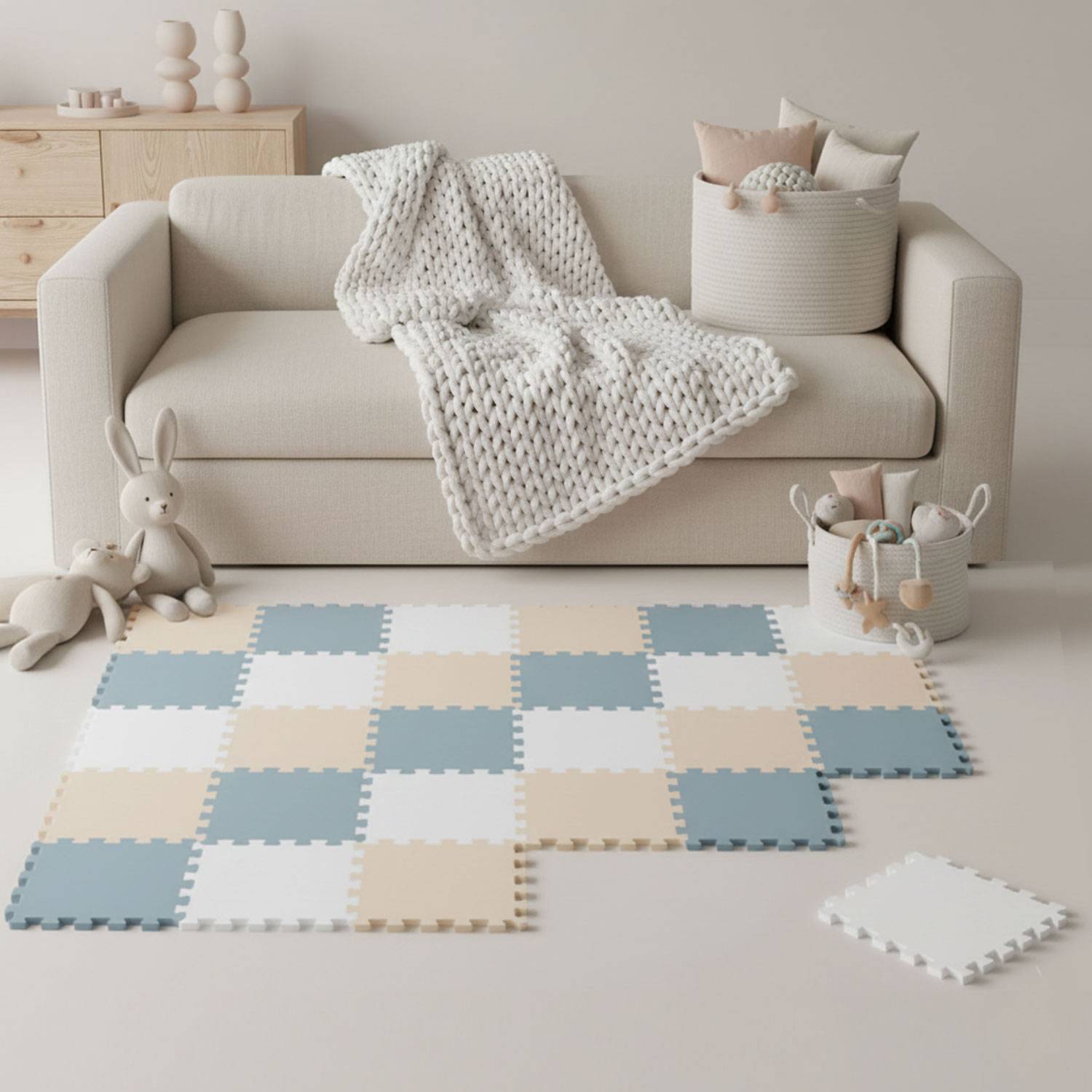27 Teile Spielmatte Baby Puzzlematte 30x30 Krabbelmatte Bodenmatte Kinderzimmer