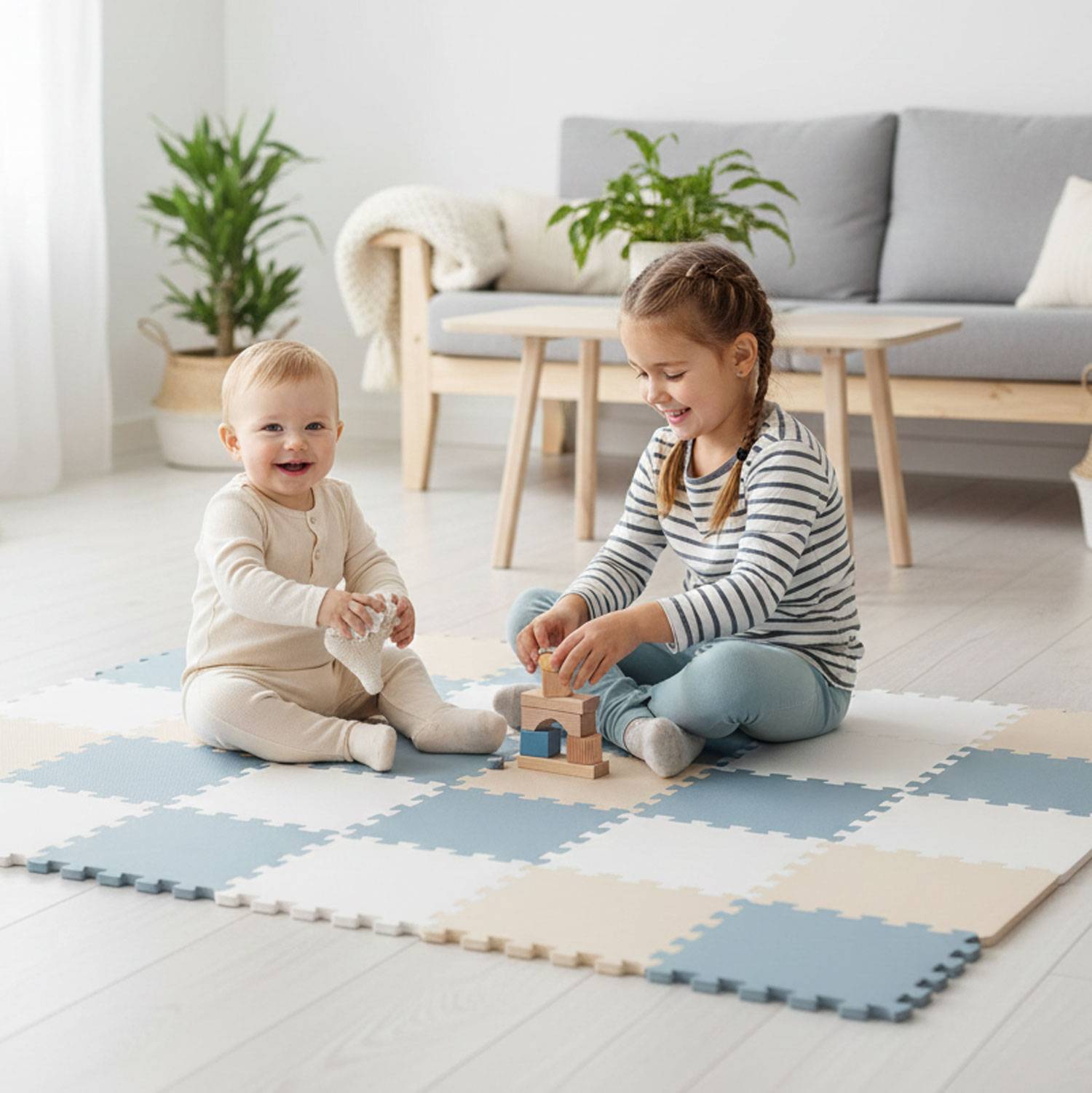 27 Teile Spielmatte Baby Puzzlematte 30x30 Krabbelmatte Bodenmatte Kinderzimmer