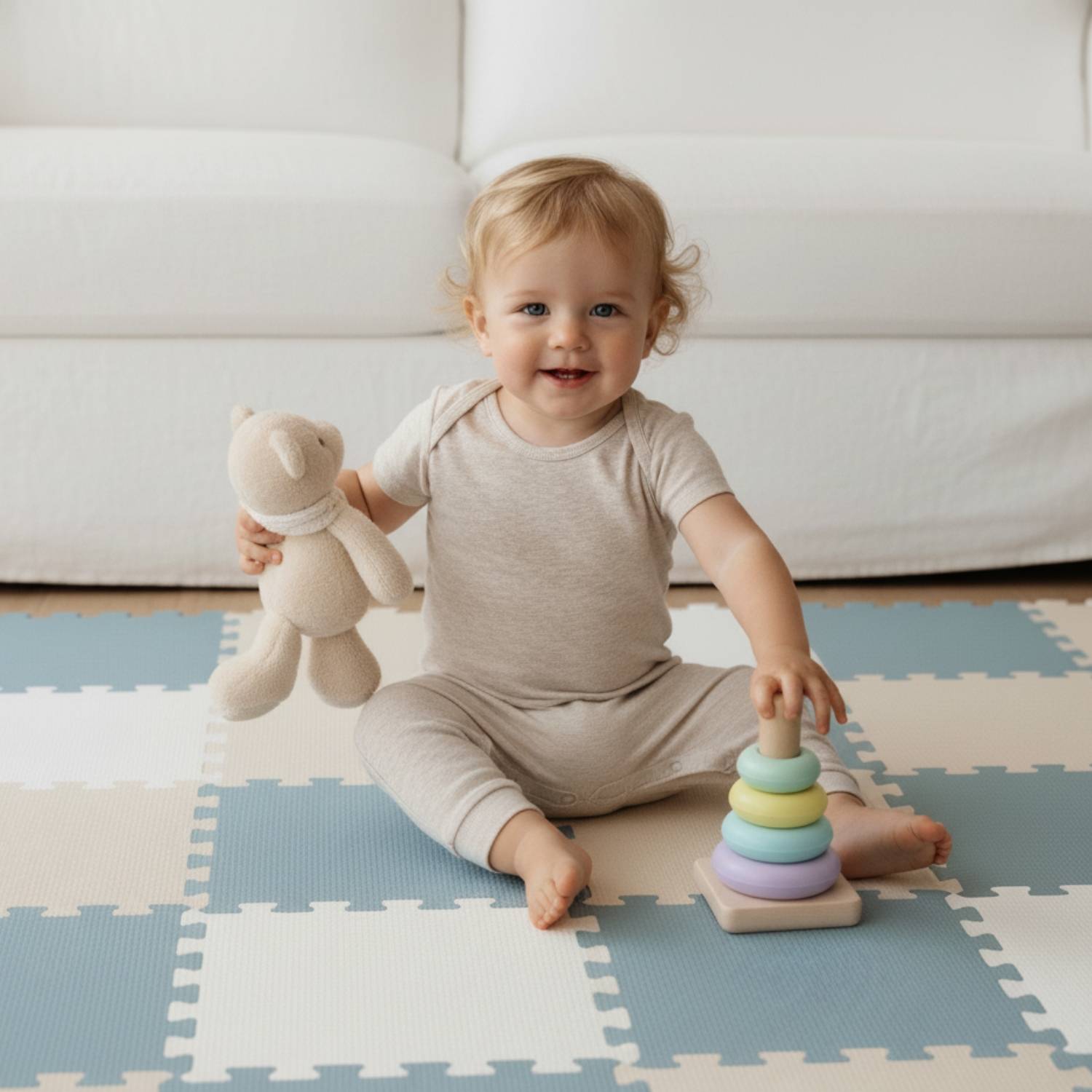 27 Teile Spielmatte Baby Puzzlematte 30x30 Krabbelmatte Bodenmatte Kinderzimmer