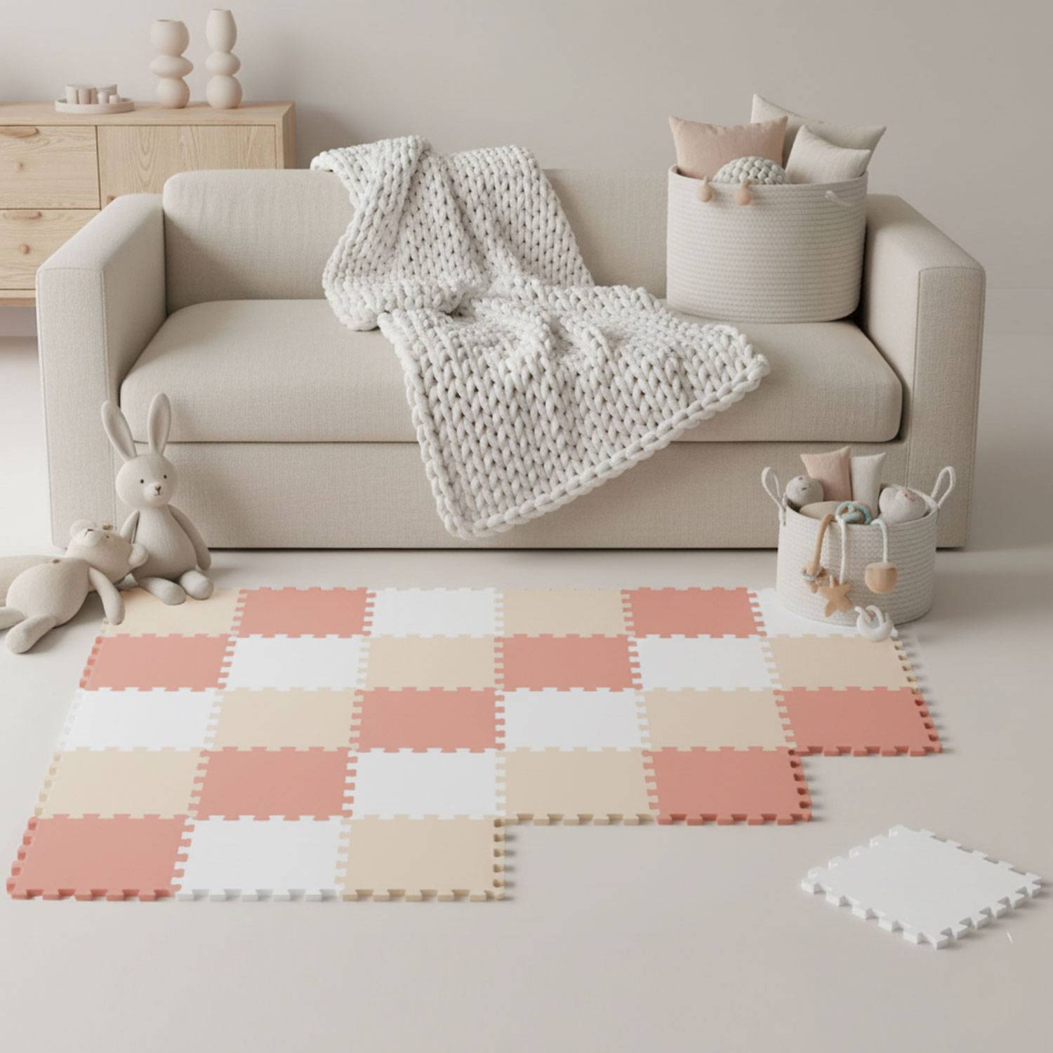 27 Teile Spielmatte Baby Puzzlematte 30x30 Krabbelmatte Bodenmatte Kinderzimmer