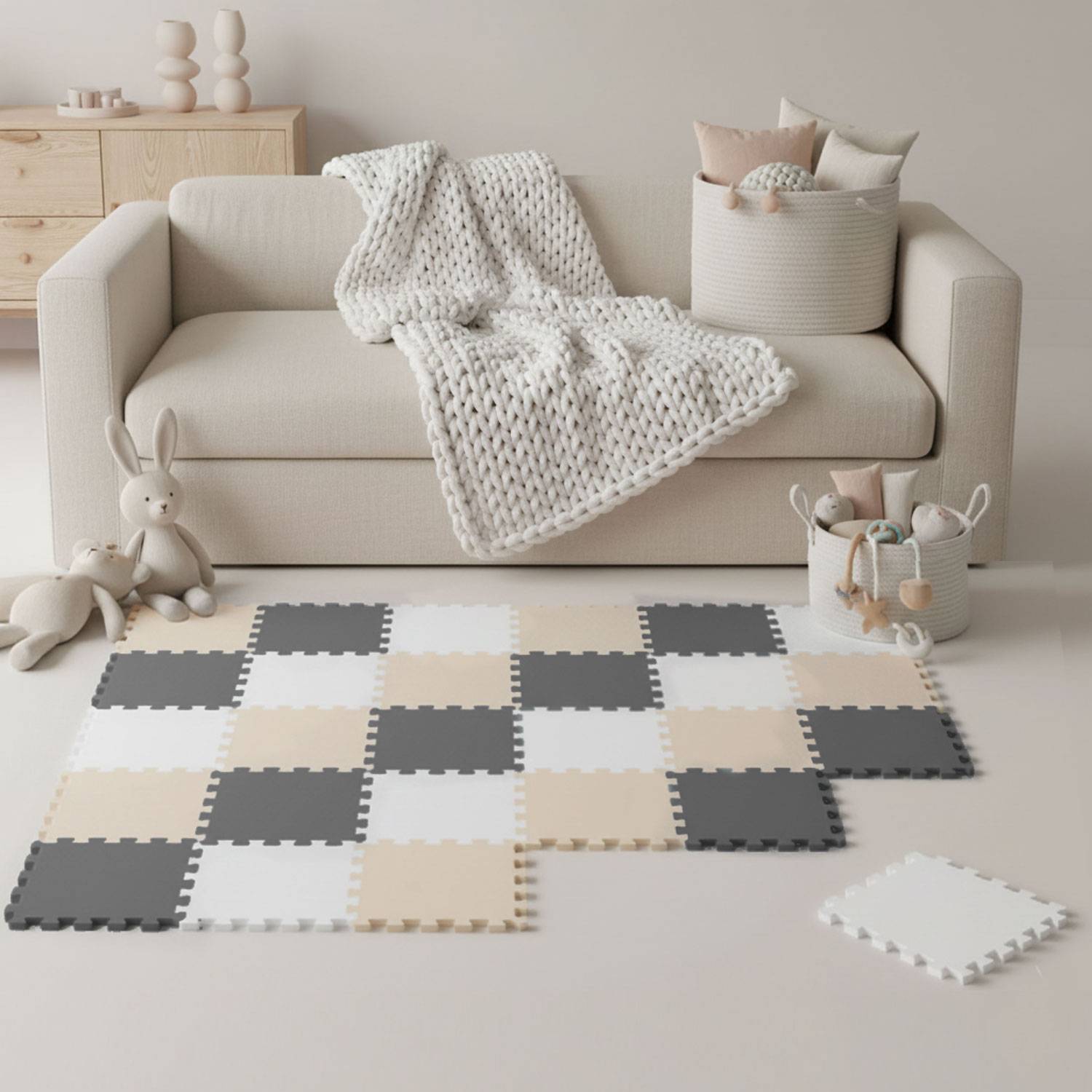 27 Teile Spielmatte Baby Puzzlematte 30x30 Krabbelmatte Bodenmatte Kinderzimmer