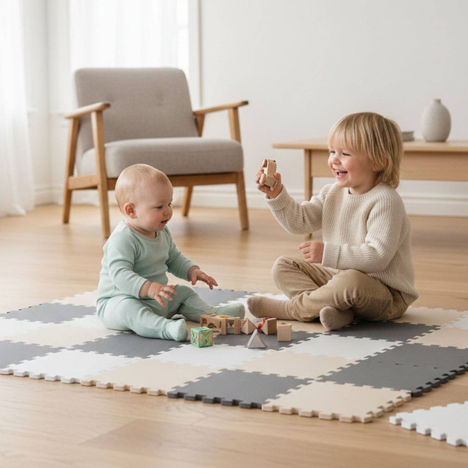 27 Teile Spielmatte Baby Puzzlematte 30x30 Krabbelmatte Bodenmatte Kinderzimmer