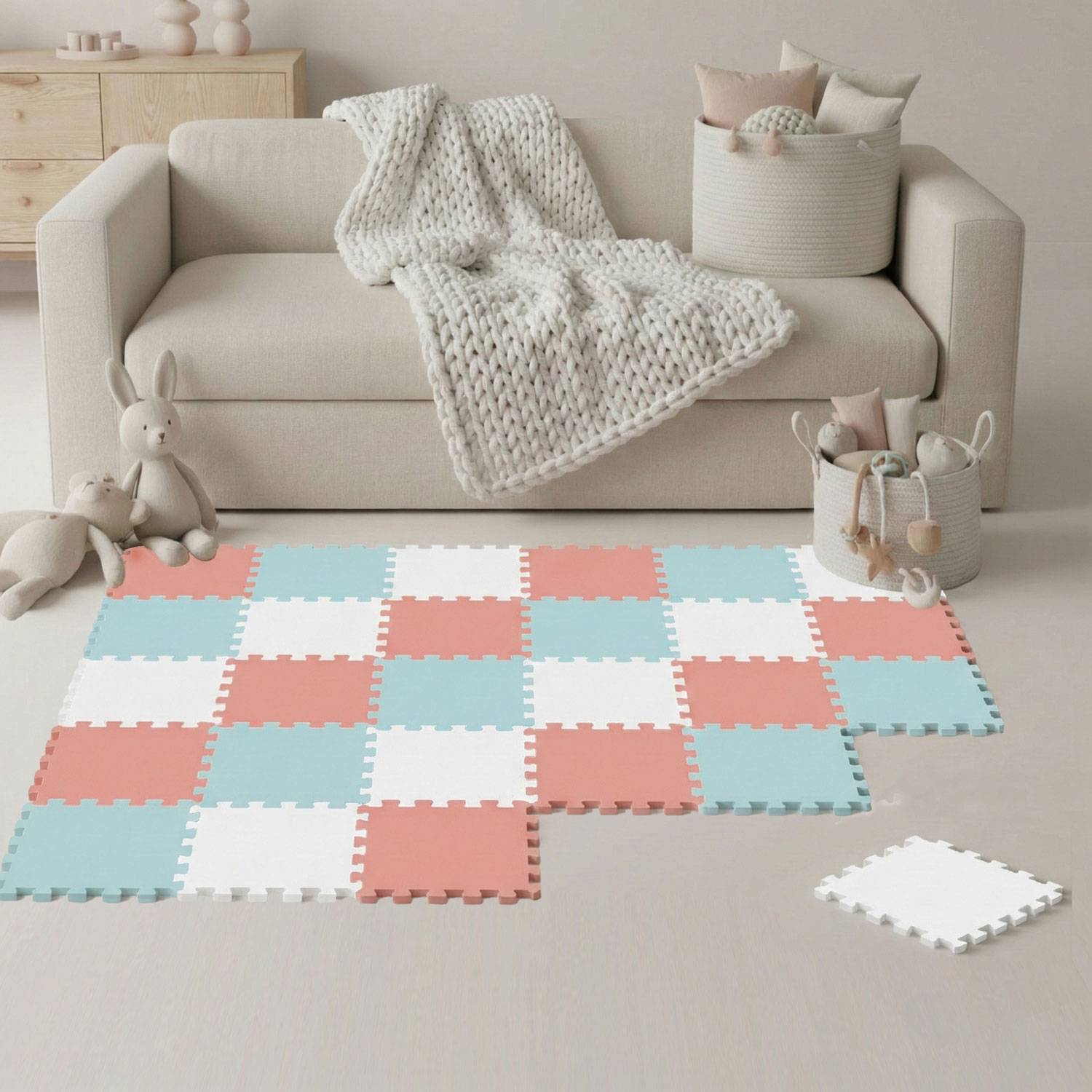 27 Teile Spielmatte Baby Puzzlematte 30x30 Krabbelmatte Bodenmatte Kinderzimmer