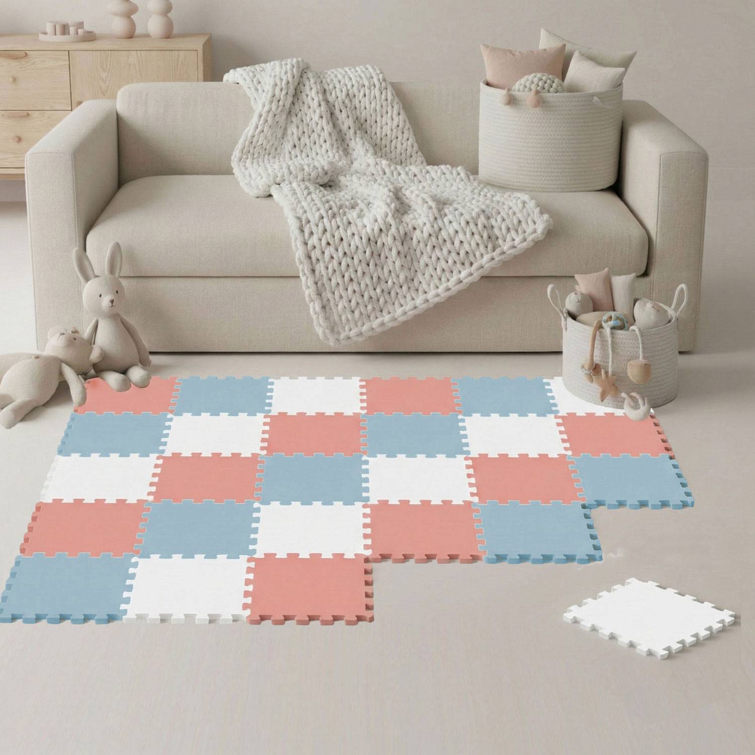 27 Teile Spielmatte Baby Puzzlematte 30x30 Krabbelmatte Bodenmatte Kinderzimmer