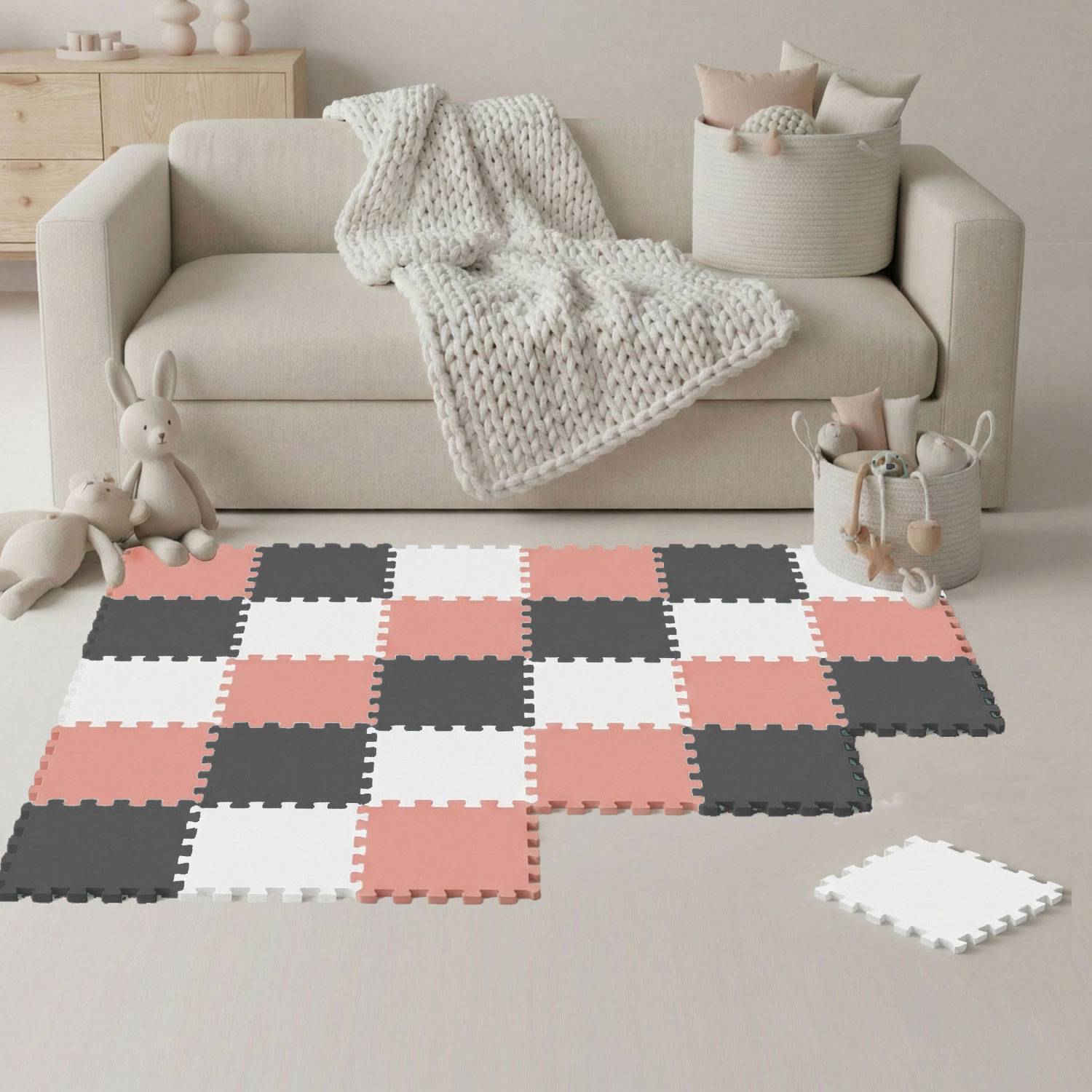 27 Teile Spielmatte Baby Puzzlematte 30x30 Krabbelmatte Bodenmatte Kinderzimmer