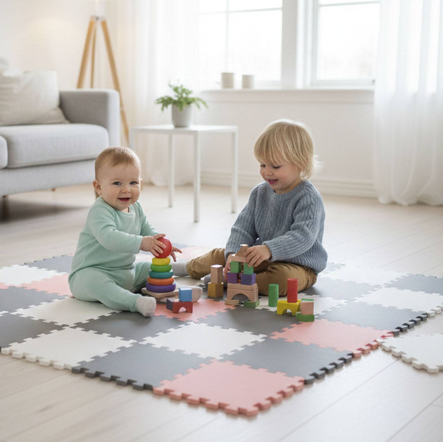 27 Teile Spielmatte Baby Puzzlematte 30x30 Krabbelmatte Bodenmatte Kinderzimmer