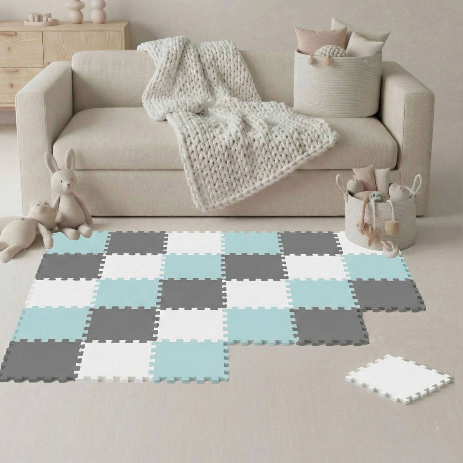 27 Teile Spielmatte Baby Puzzlematte 30x30 Krabbelmatte Bodenmatte Kinderzimmer