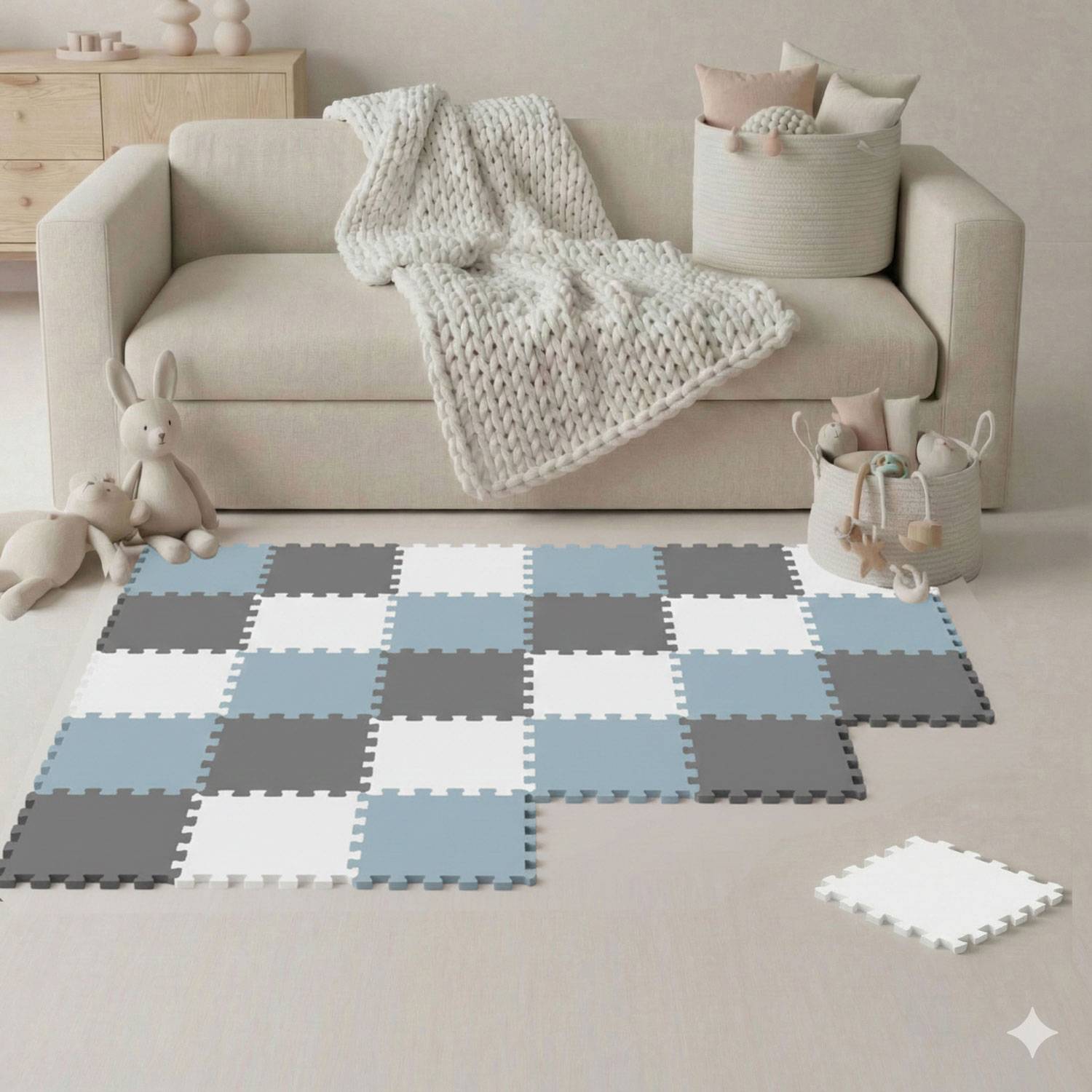 27 Teile Spielmatte Baby Puzzlematte 30x30 Krabbelmatte Bodenmatte Kinderzimmer