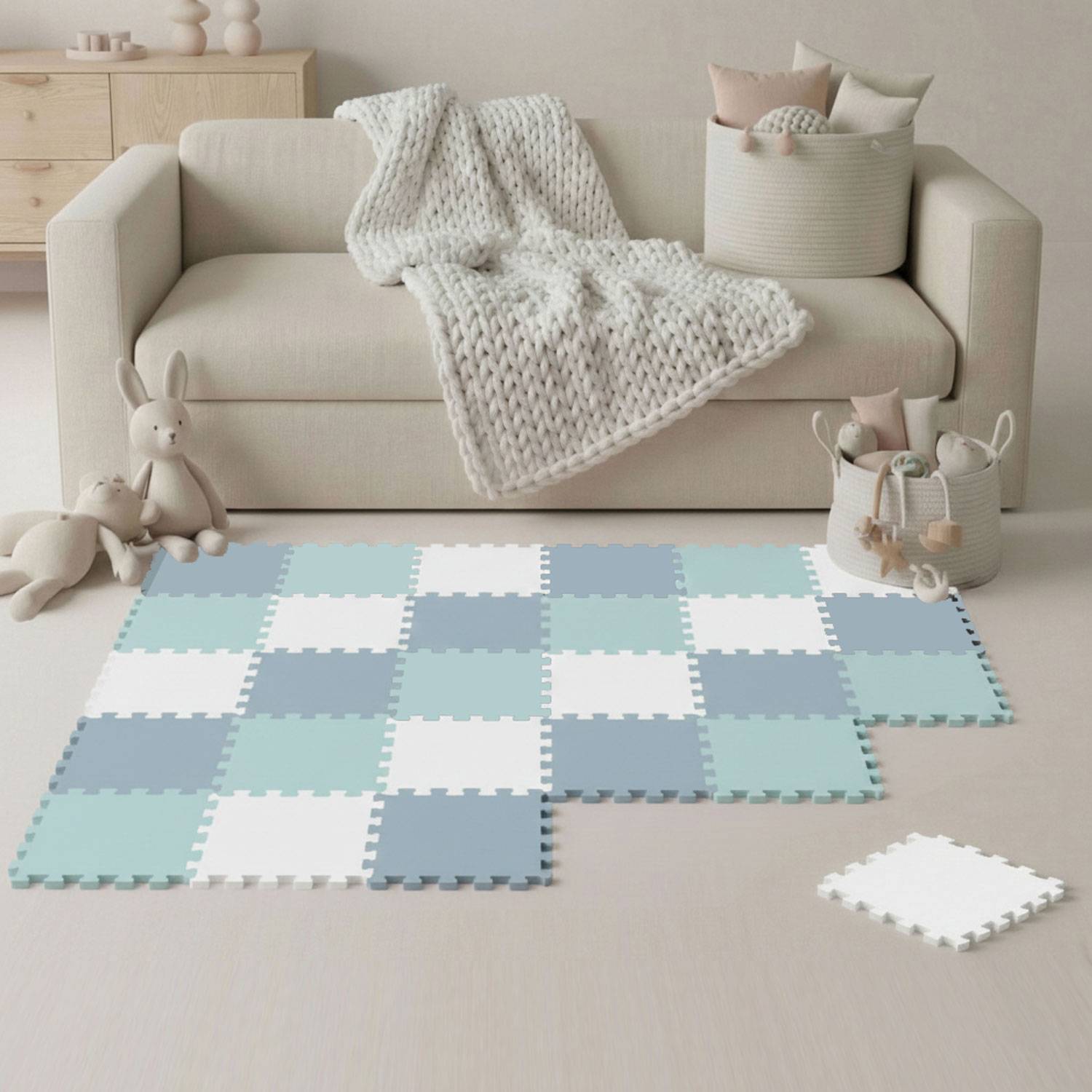 27 Teile Spielmatte Baby Puzzlematte 30x30 Krabbelmatte Bodenmatte Kinderzimmer
