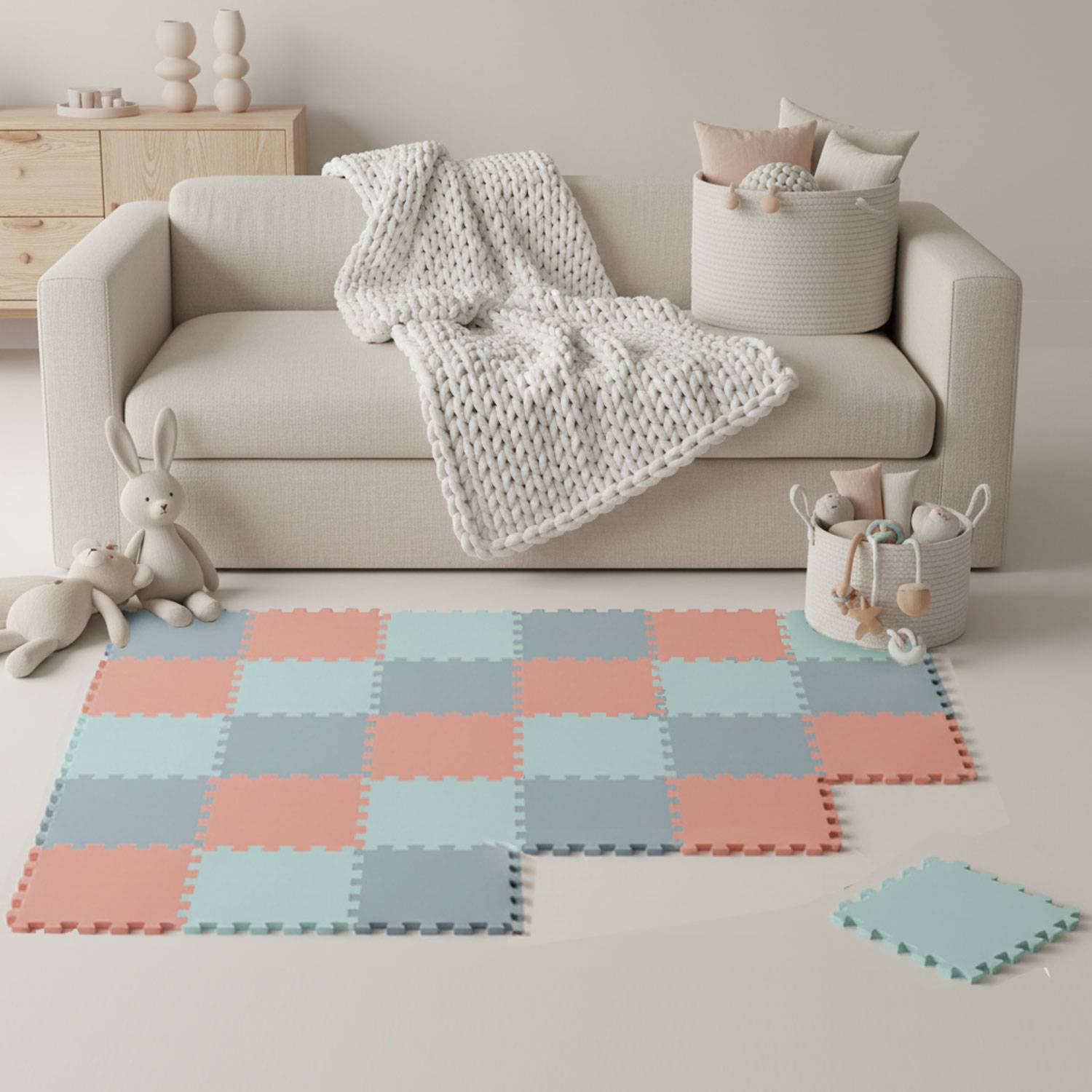 27 Teile Spielmatte Baby Puzzlematte 30x30 Krabbelmatte Bodenmatte Kinderzimmer