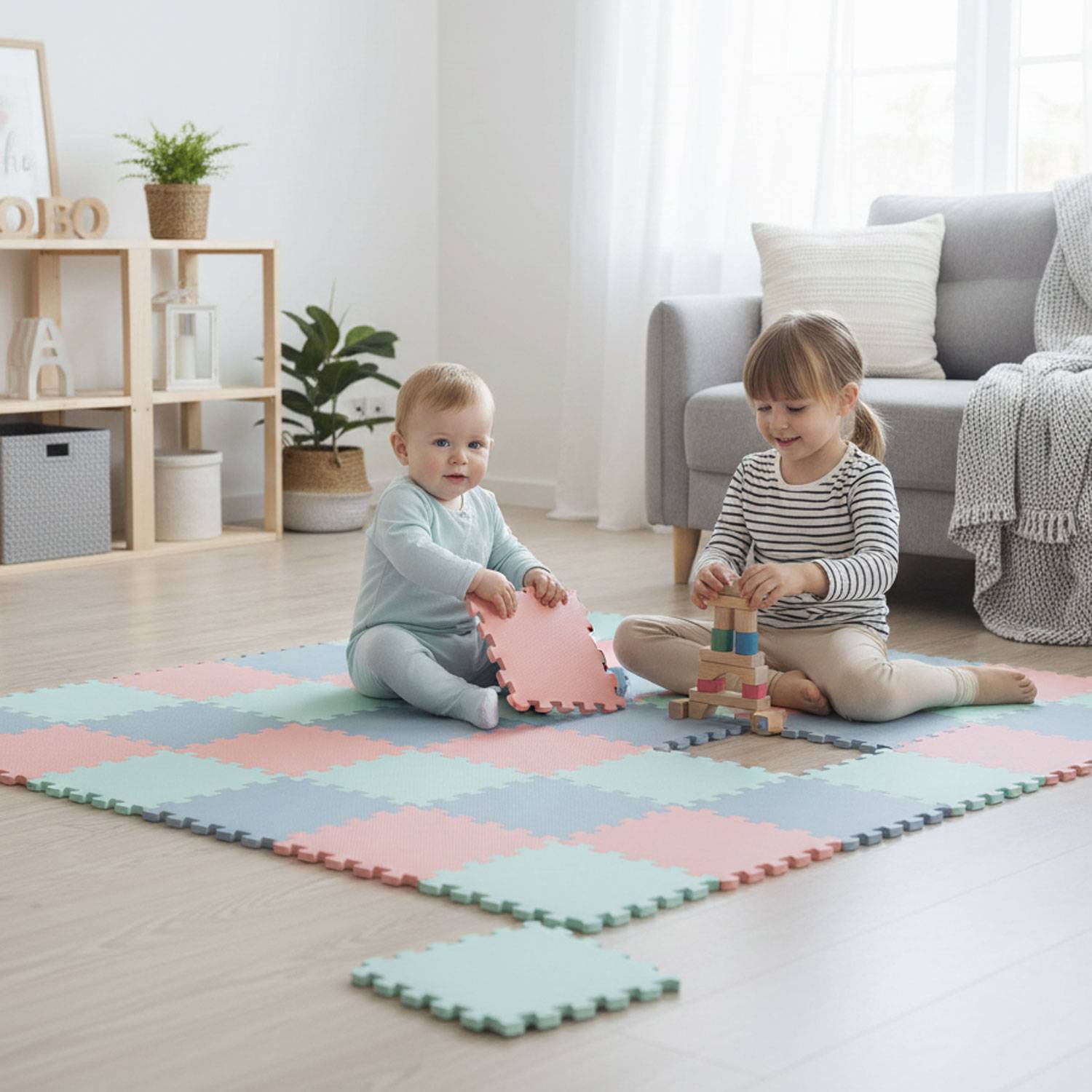 27 Teile Spielmatte Baby Puzzlematte 30x30 Krabbelmatte Bodenmatte Kinderzimmer