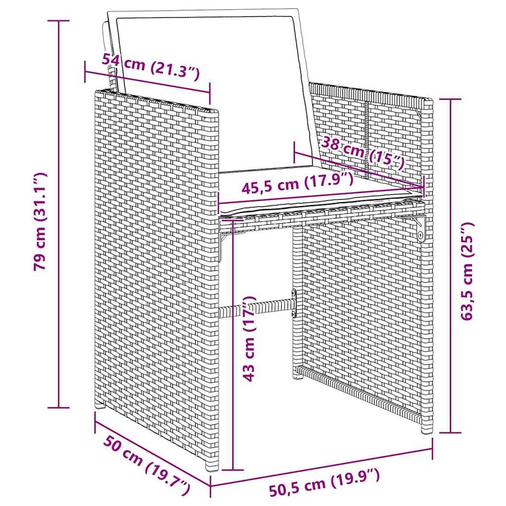 vidaXL Garten Essgruppe 9 pcs Schwarz Poly-Rattan