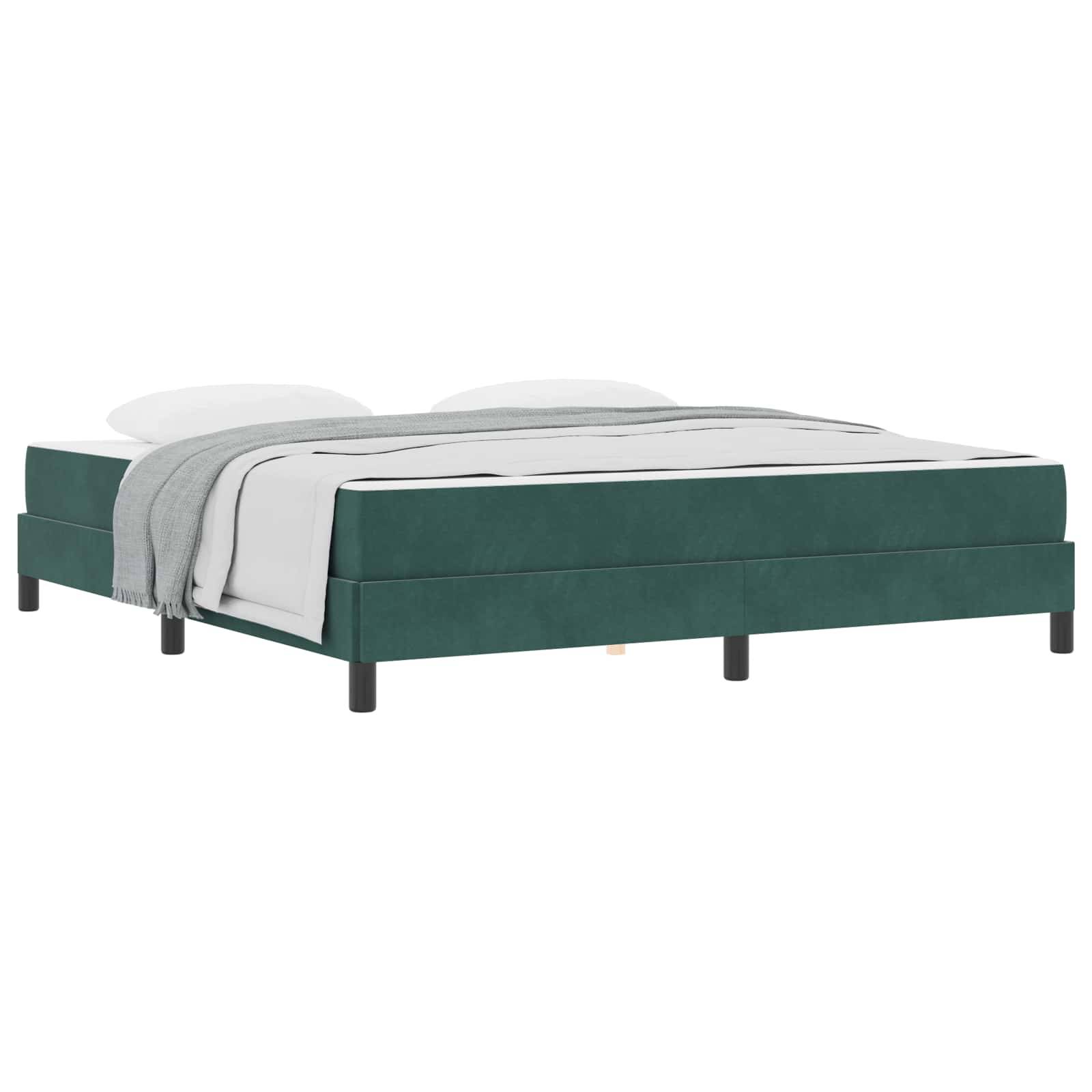 vidaXL Boxspringbett mit Matratze Dunkelgrün 180 x 200 cm Stoff