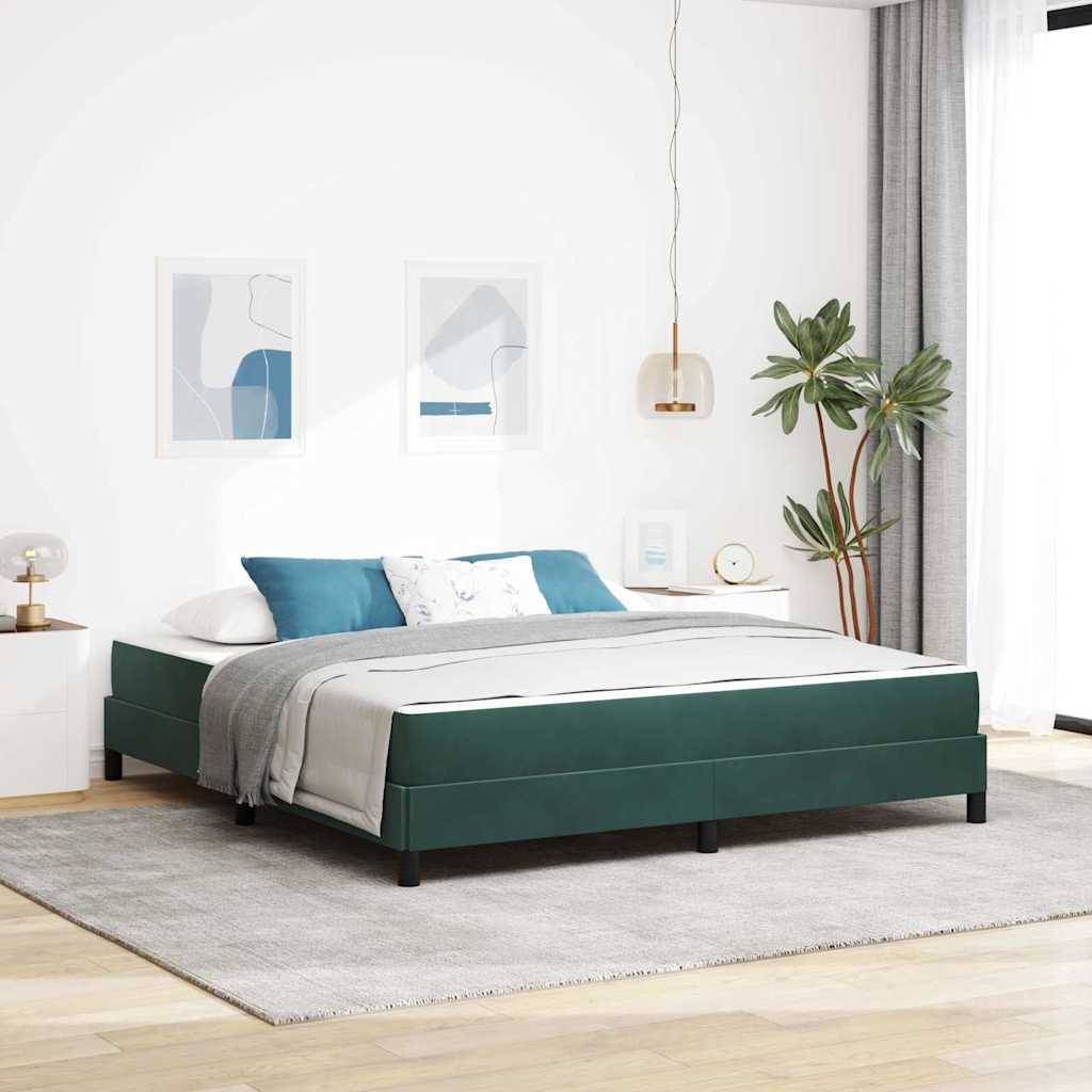 vidaXL Boxspringbett mit Matratze Dunkelgrün 180 x 200 cm Stoff